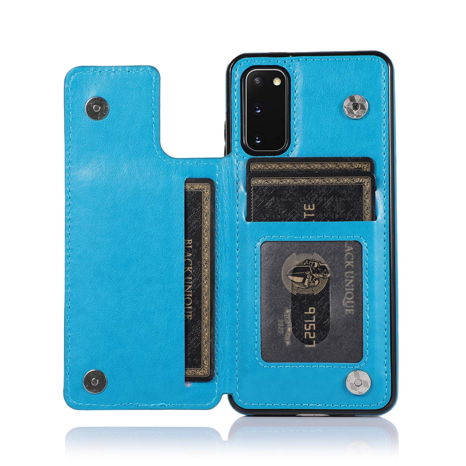 Premium Leather Wallet Phone Case for Samsung Galaxy S20 5G (6.2 inch) with Built-in Card Holder, Kickstand & Tempered Glass Screen Protector - Stylish Flip Cover for Men & Women (Blue) - Perfect for Work, Travel & Everyday Use