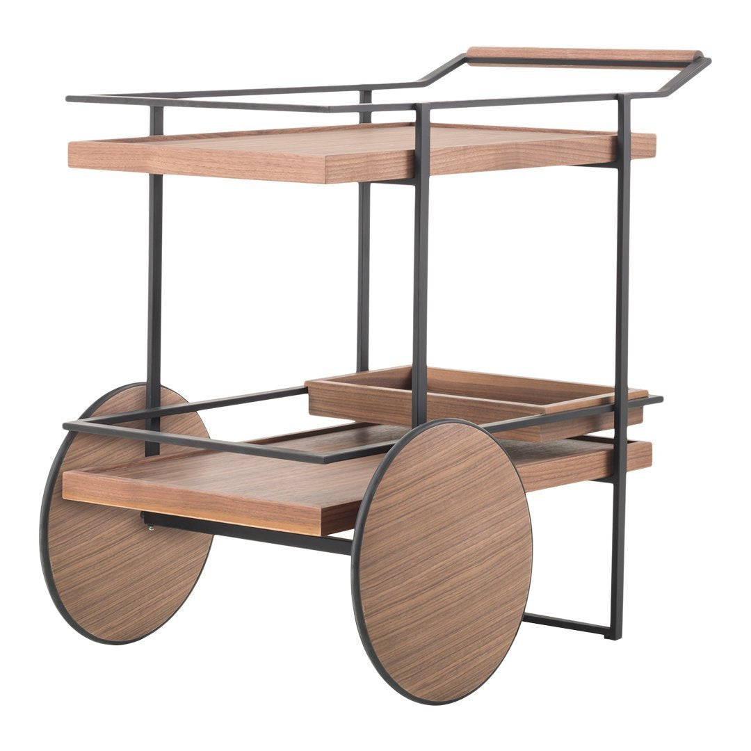 Yabu Pushelberg James Bar Cart by Stellar Works - Luxury Modern Bar Trolley for Home & Office | Perfect for Cocktail Parties, Wine Serving & Living Room Decor