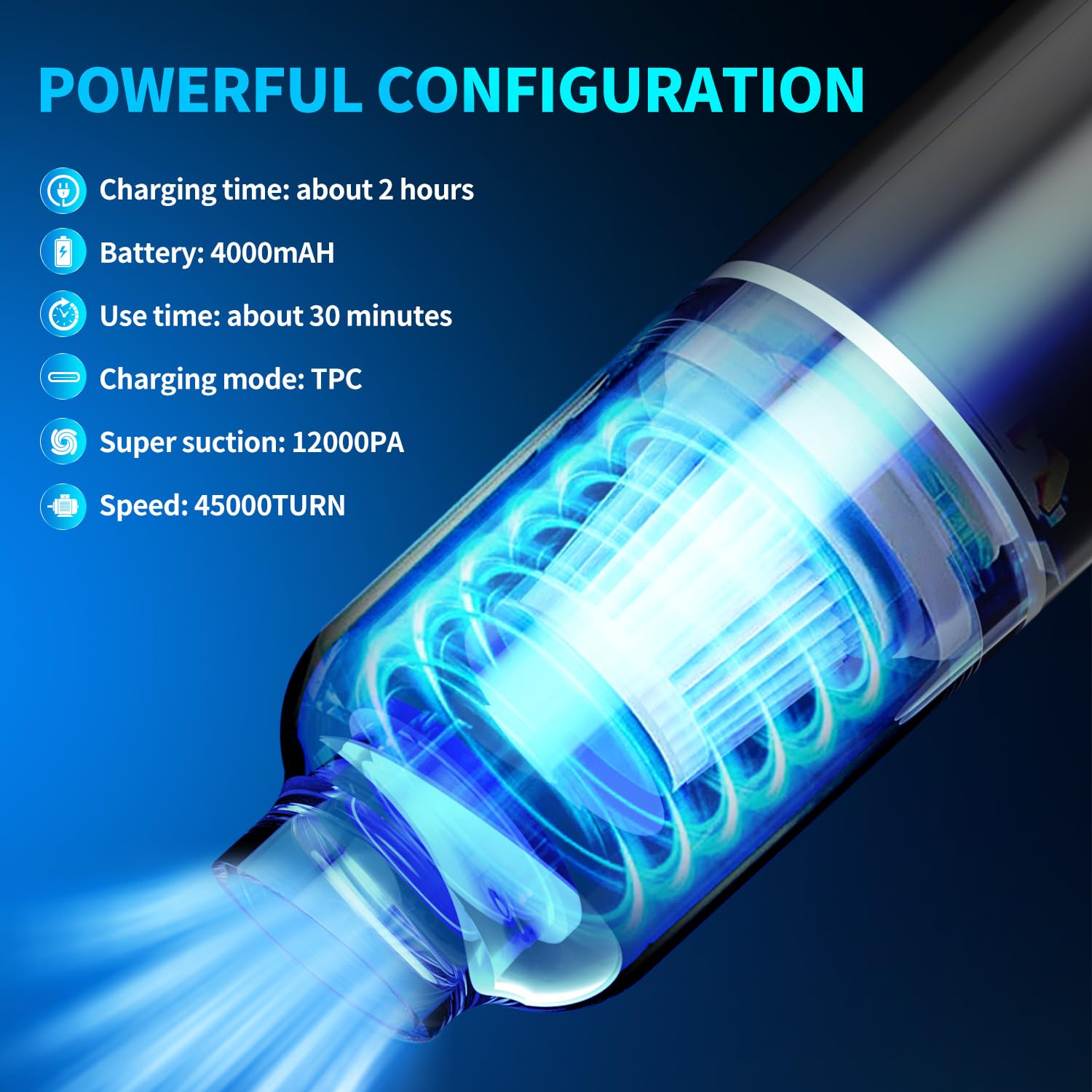 4-in-1 High Power 12000Pa Cordless Handheld Vacuum Cleaner - Rechargeable Brushless Motor Car & Home Vacuum for Pet Hair, Dust, Crumbs - Perfect for Cars, Homes, Offices & Small Spaces Cleaning