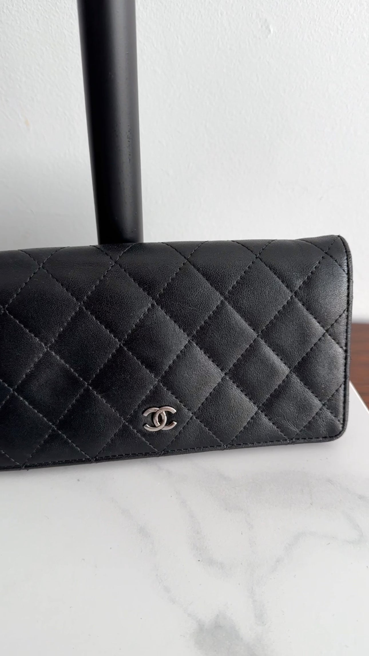 Chanel Black Calf Leather Quilted Timeless Bifold Long Wallet for Women | Luxury Designer Wristlet Clutch | Perfect for Everyday Use, Travel & Special Occasions