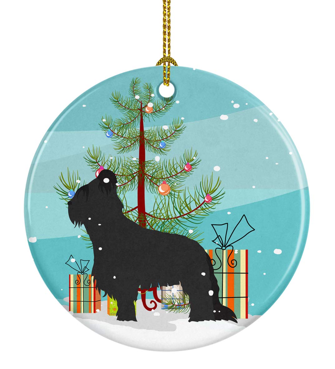 Briard Merry Christmas Tree Ceramic Ornament - Handmade Holiday Dog Breed Decor for Xmas Tree, Gift & Home Decoration | Perfect for Pet Lovers & Christmas Festivities