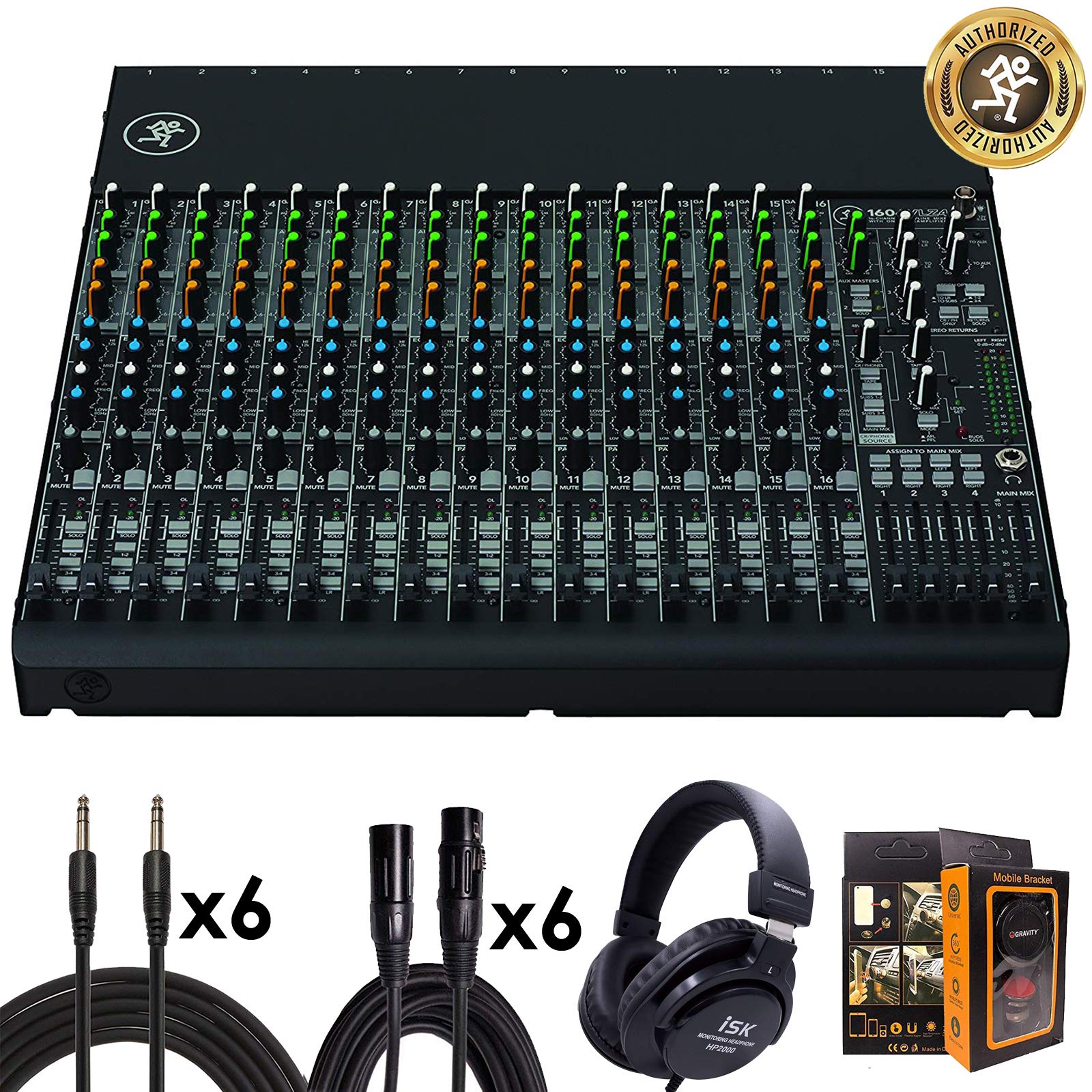 Mackie 1604VLZ4 16-Channel Professional Audio Mixer with 4-Bus Design | Includes Headphones, Cables & Free Mobile Mount | Perfect for Live Sound, Studio Recording & Podcasting