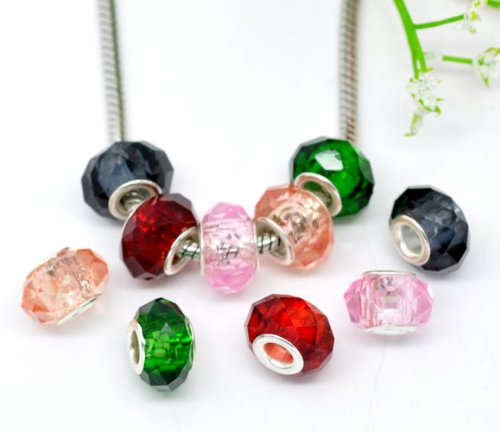 Sexy Sparkles Five Murano Glass Faceted Beads for Snake Chain Bracelet - Set of 5 Multicolor Glass Beads (Red, Blue, Green, Purple, Gold) | DIY Jewelry Making, Boho Bracelet Design, Gift for Her