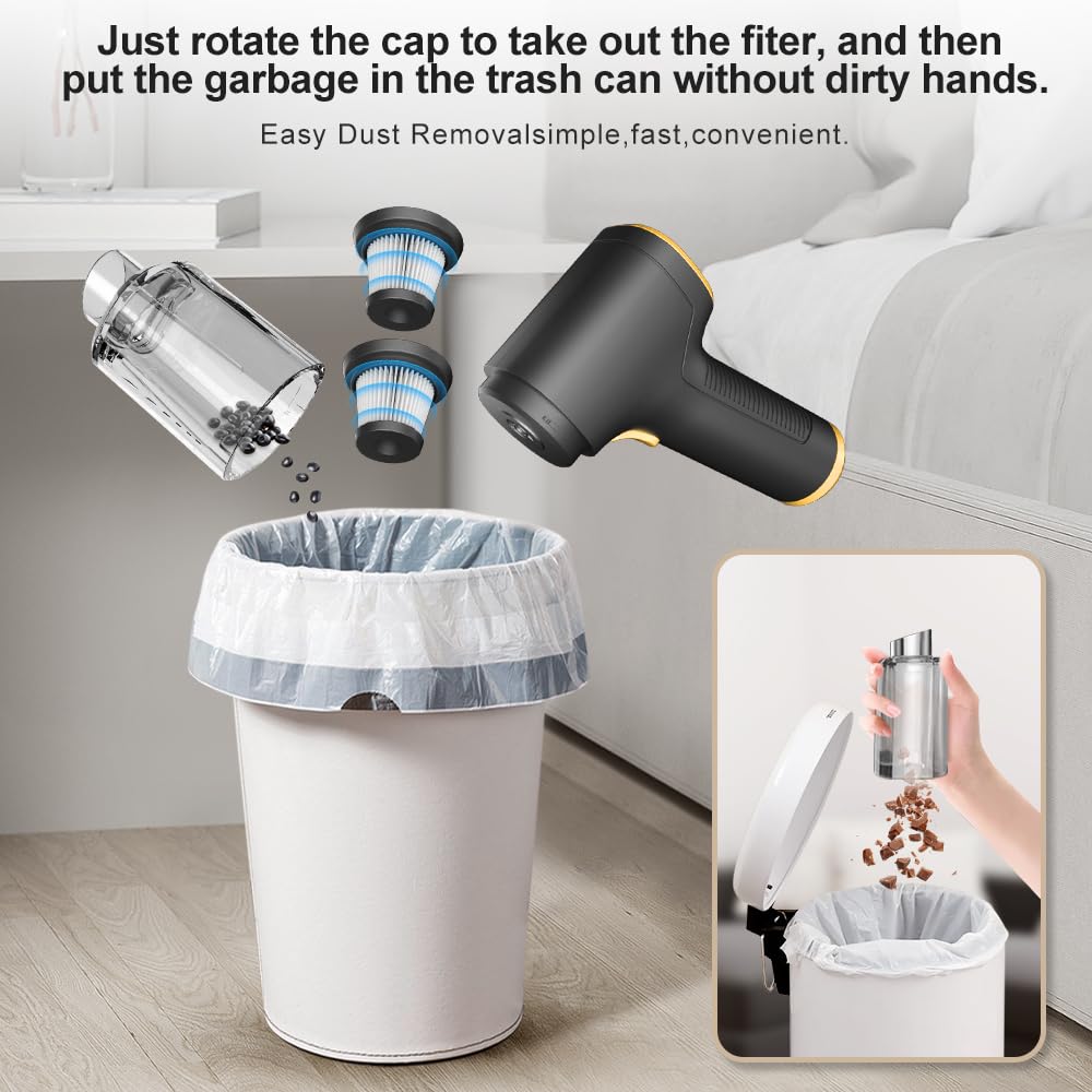 9000PA Cordless Rechargeable Car Vacuum Cleaner with Compressed Air Duster - Powerful Handheld Vacuum for Car Detailing, Home & Office Cleaning - Perfect for Pet Hair, Crumbs & Dust Removal
