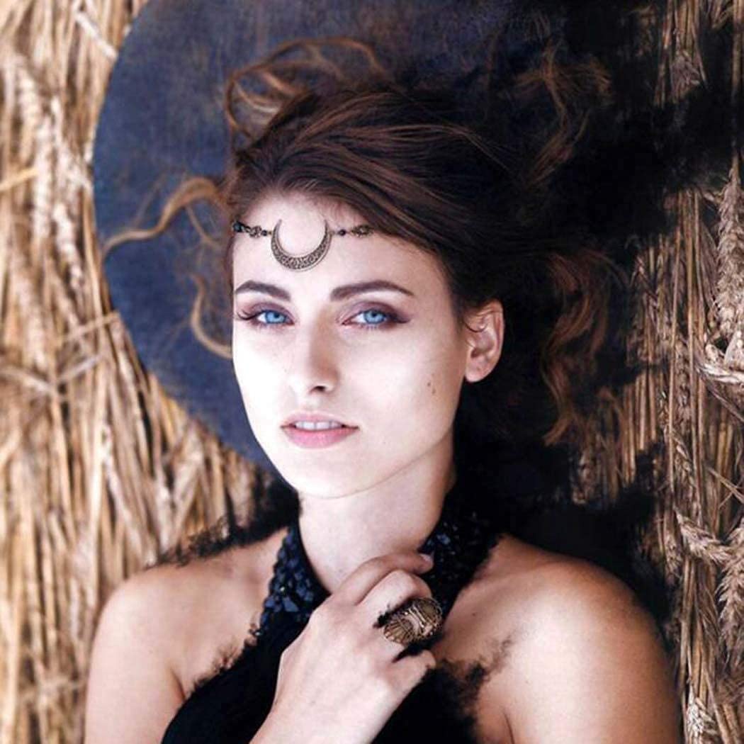 Crystal Moon Hair Chain - Elegant Festival Head Jewelry for Women, Black Drop Crystal Headpiece - Perfect for Parties, Weddings & Boho Fashion Accessories