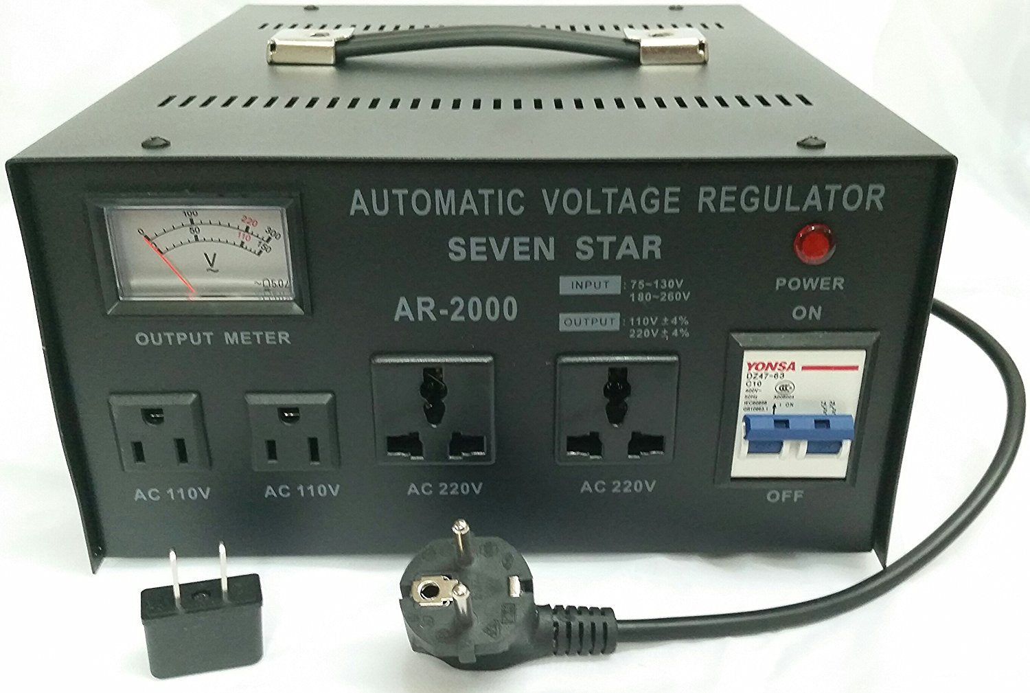 Seven Star AR 2000 2000W Automatic Voltage Regulator Stabilizer - Step Up/Down Converter for Home Appliances, Electronics & Office Equipment - Perfect for Refrigerators, TVs, Computers & More