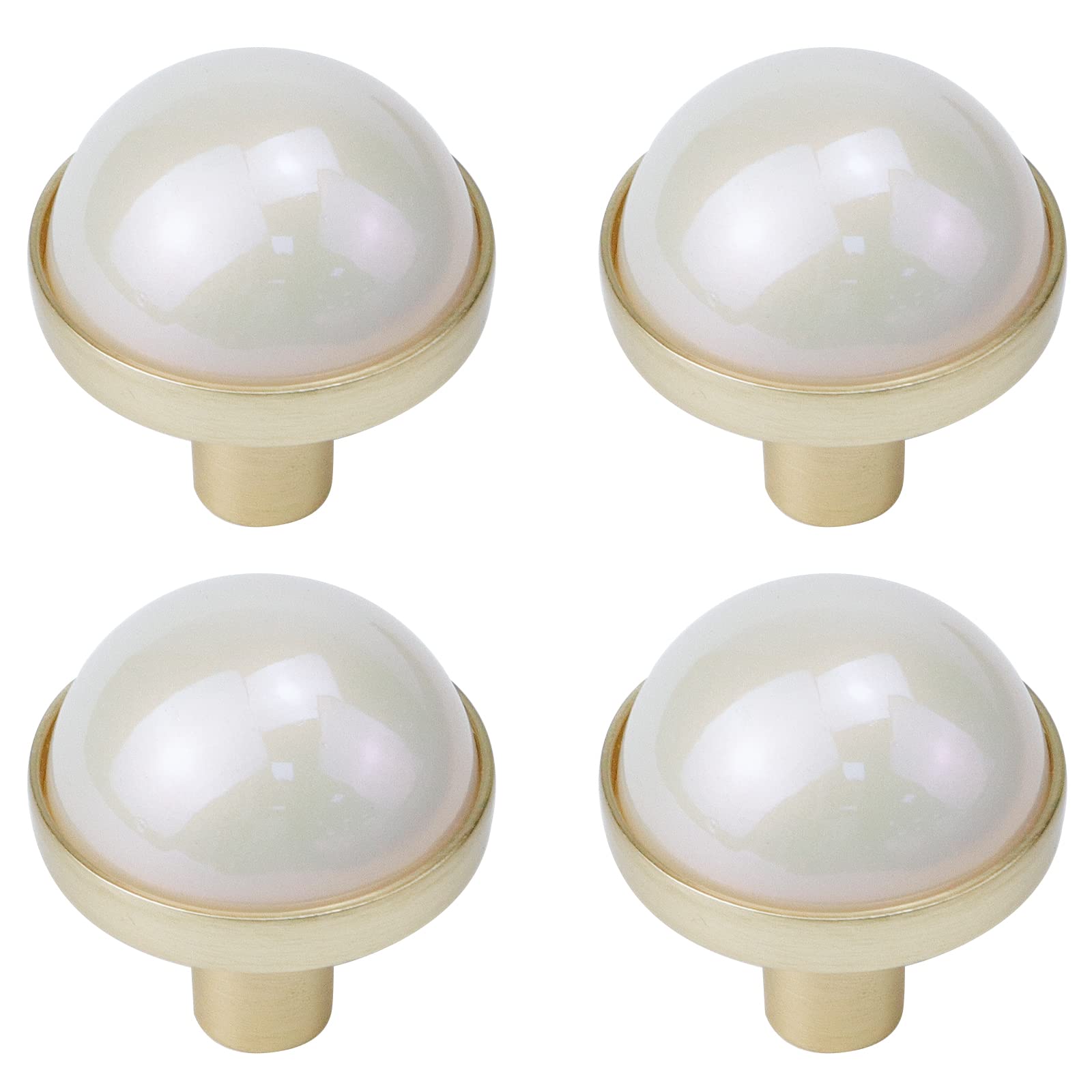 4Pcs Pearl Shell Cabinet Knobs - Mermaid Color Handles for Kitchen Cabinets, Cupboard Doors & Furniture (White) | Decorative Hardware for Coastal, Beach & Boho Home Decor