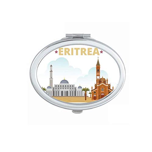 DIYthinker Portable Folding Double-Sided Makeup Mirror with City Castle Design - Perfect for Travel, Home Vanity & Eritrea-Themed Decor