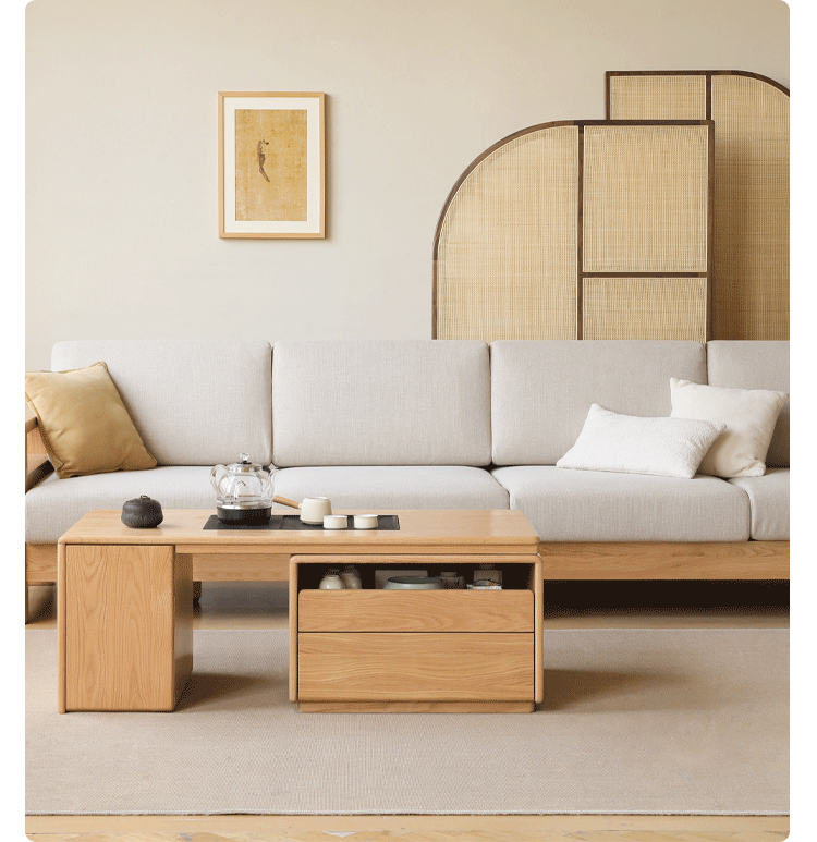 Solid Oak Wood Extendable Modern Coffee Table - Perfect for Living Room, Lounge, and Small Spaces