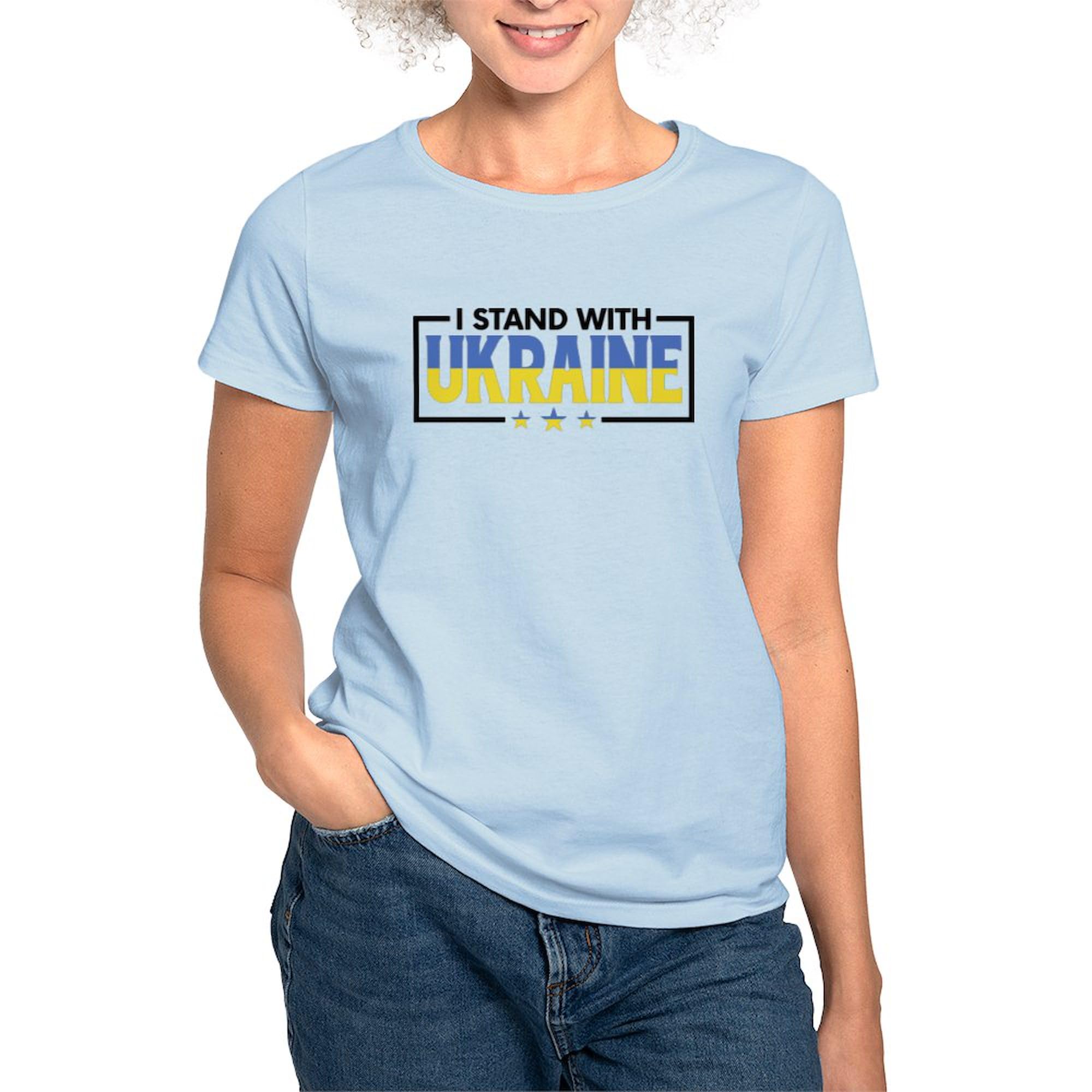 Stand with Ukraine Women's T-Shirt - Soft Cotton Crew Neck Tee for Women | Support Ukraine Apparel for Casual Wear & Charity Events