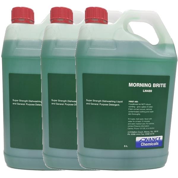 Advanced Chemicals Morning Brite Thick Hand Dishwashing Liquid Detergent - 5 Liter (1.32 Gallon) for Kitchen, Restaurant & Home Use - Powerful Grease Cutting Formula for Tough Stains