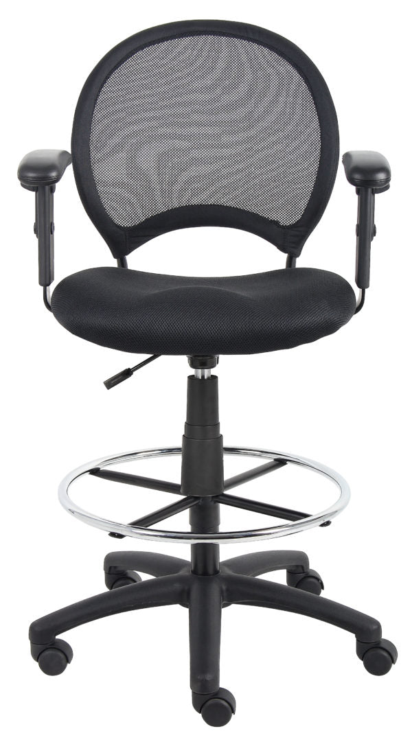 Boss Mesh Back Drafting Stool B16215 - Adjustable Height Office Chair with Lumbar Support - Perfect for Architects, Designers & Home Office Workspaces