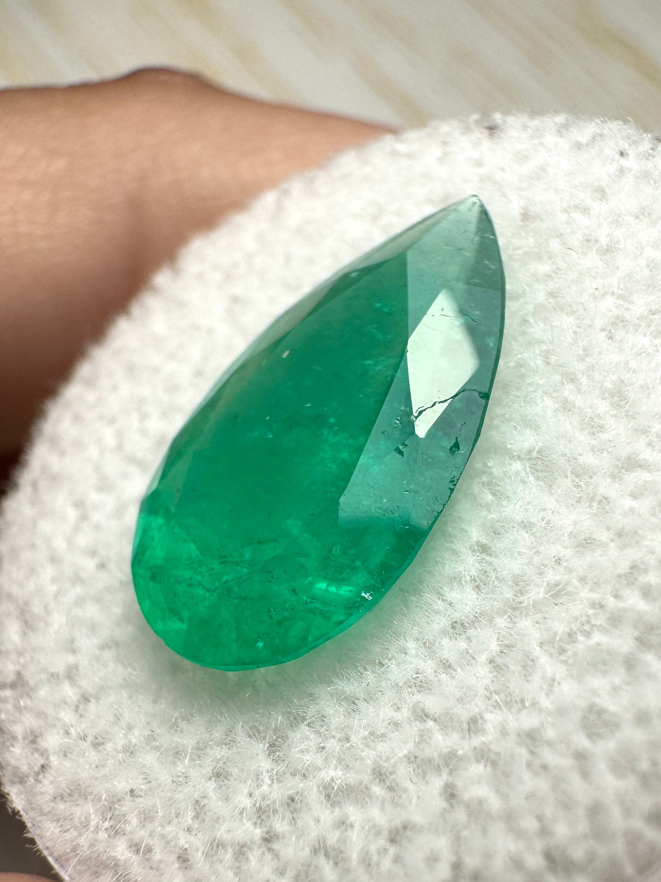 4.73 Carat 16x10mm Deep Green Natural Loose Colombian Emerald Pear Cut Gemstone for Jewelry Making, Engagement Rings & Luxury Gifts