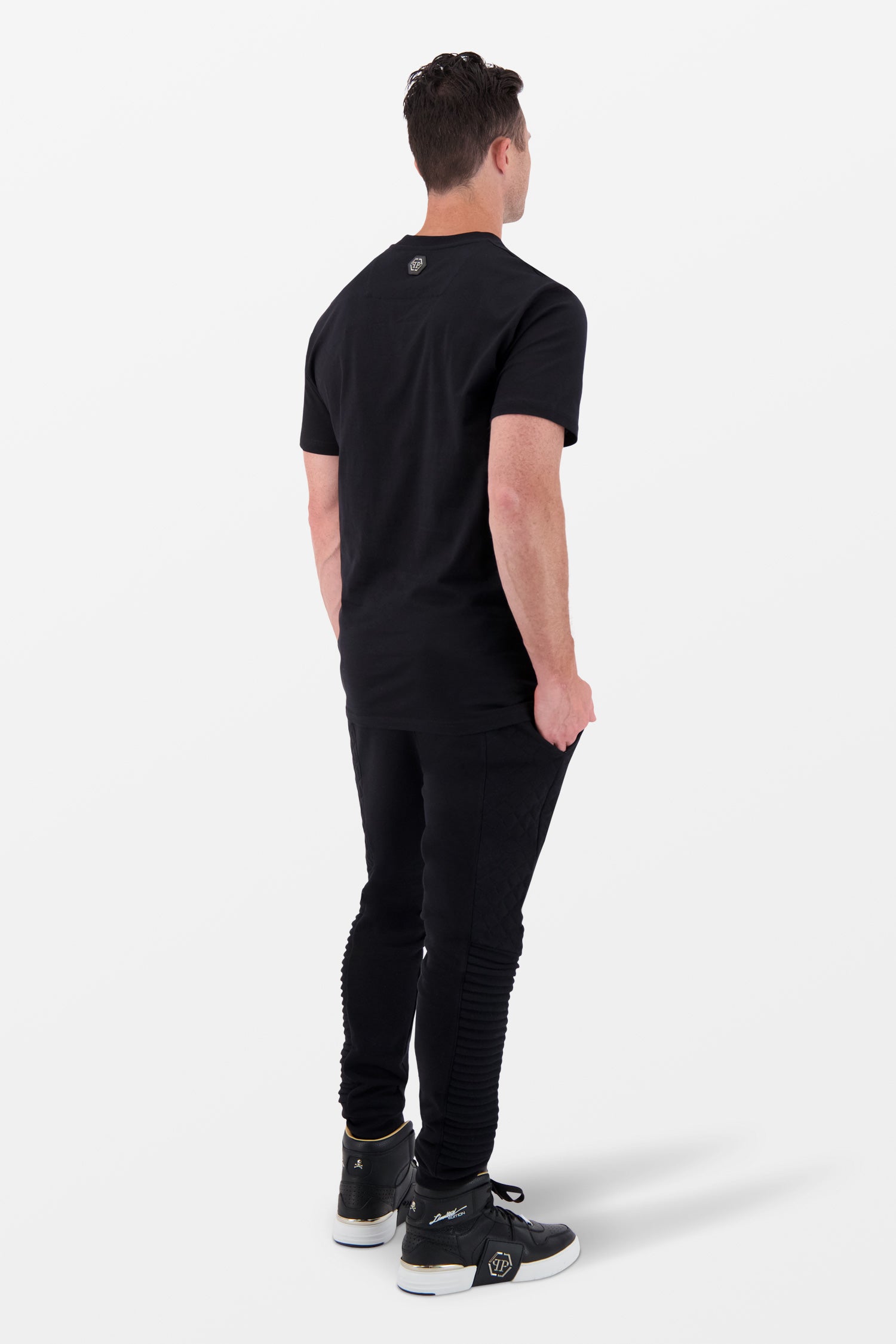 Philipp Plein Black Round Neck Short Sleeve Monster Graphic T-Shirt for Men - Casual Streetwear & Everyday Outfit