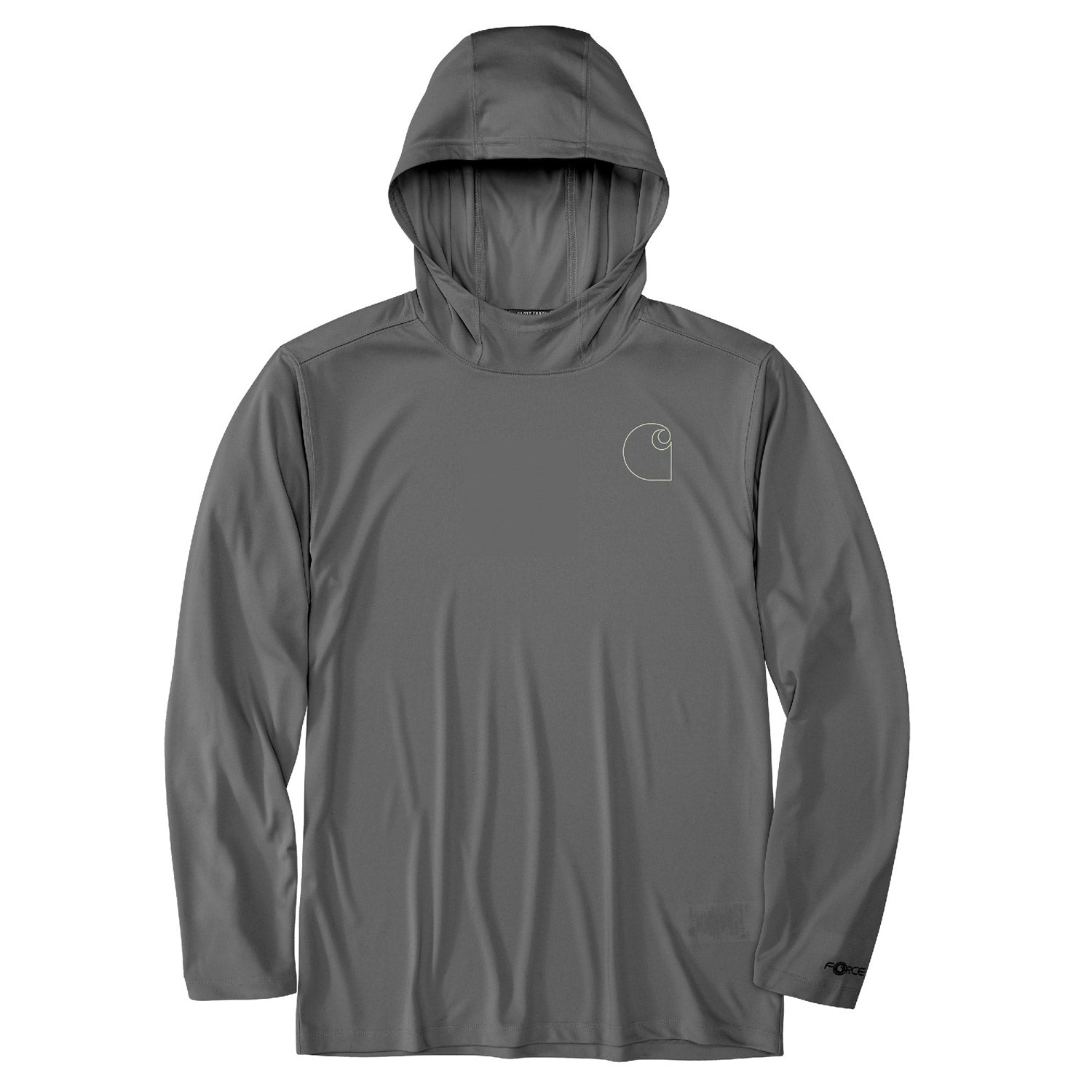Carhartt Men's Force Sun Defender Hooded Logo Long Sleeve T-Shirt - UPF 50+ Sun Protection, Moisture Wicking Work Shirt for Outdoor Activities, Hiking & Construction