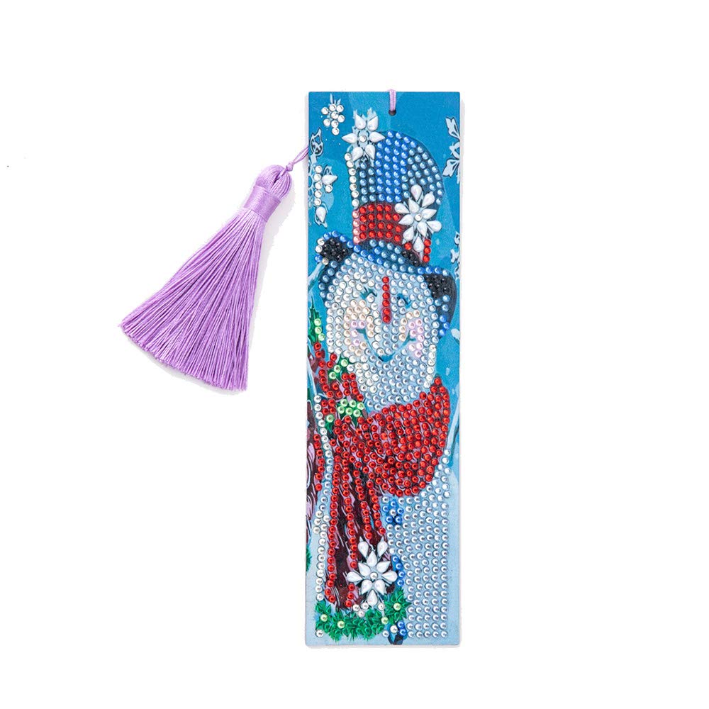 5D Diamond Painting Bookmarks for Adults - Christmas Snowman DIY Bookmark with Tassel, Arts & Crafts Gift Set | Perfect for Holiday Gifting, Reading Accessories, and Creative DIY Projects