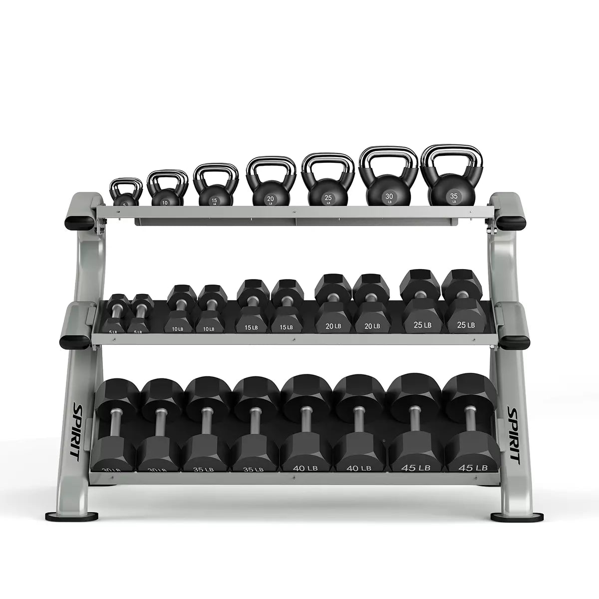 Spirit 3-Tier Commercial Dumbbell Rack - Heavy Duty Gym Equipment for Weight Storage | Perfect for Home Gyms, Fitness Studios & Commercial Workout Spaces