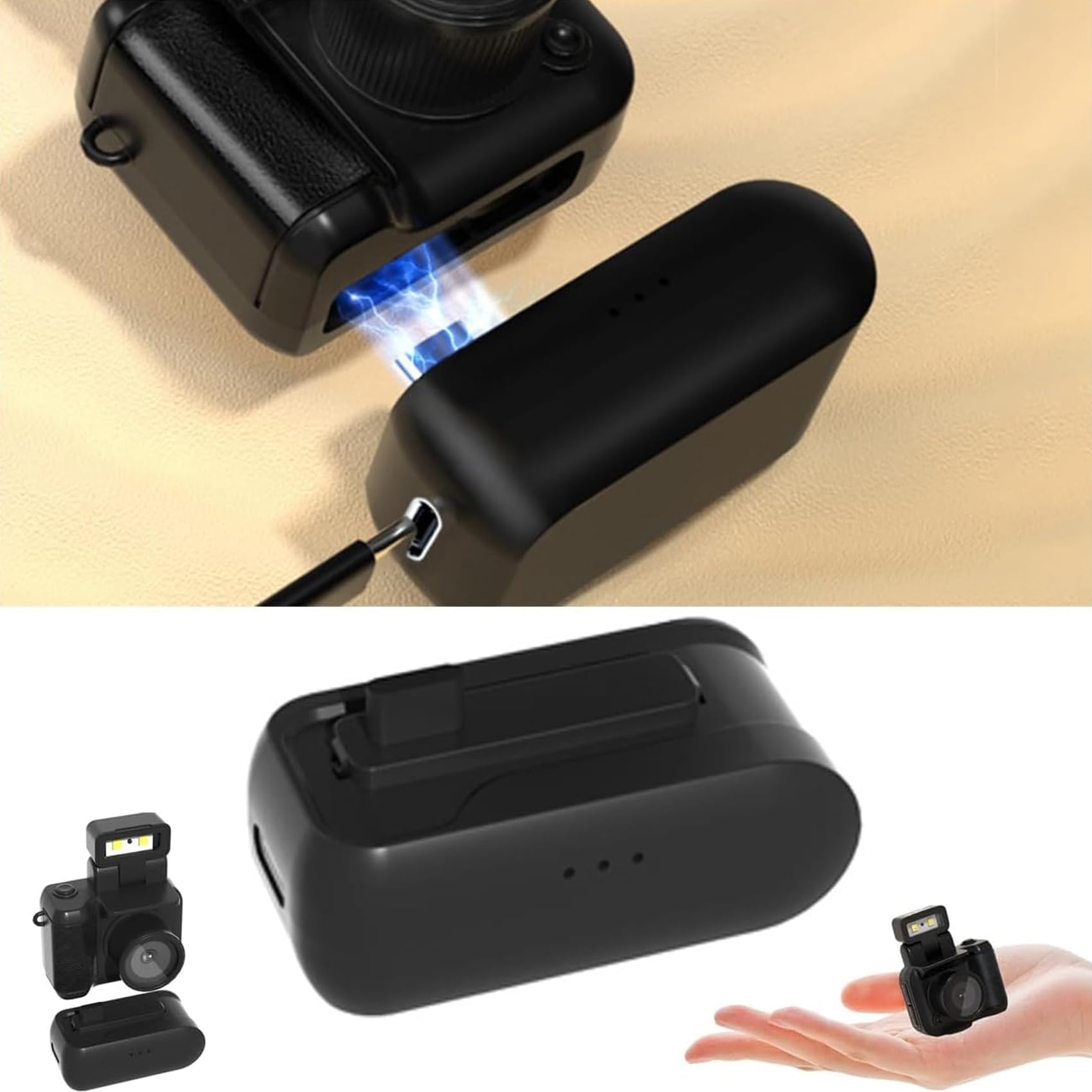 Vintage Mini Keychain Camera - Small Digital Video Recorder with LED Flash & Charging Case (Black) | Perfect for Travel, Parties, and Everyday Memories