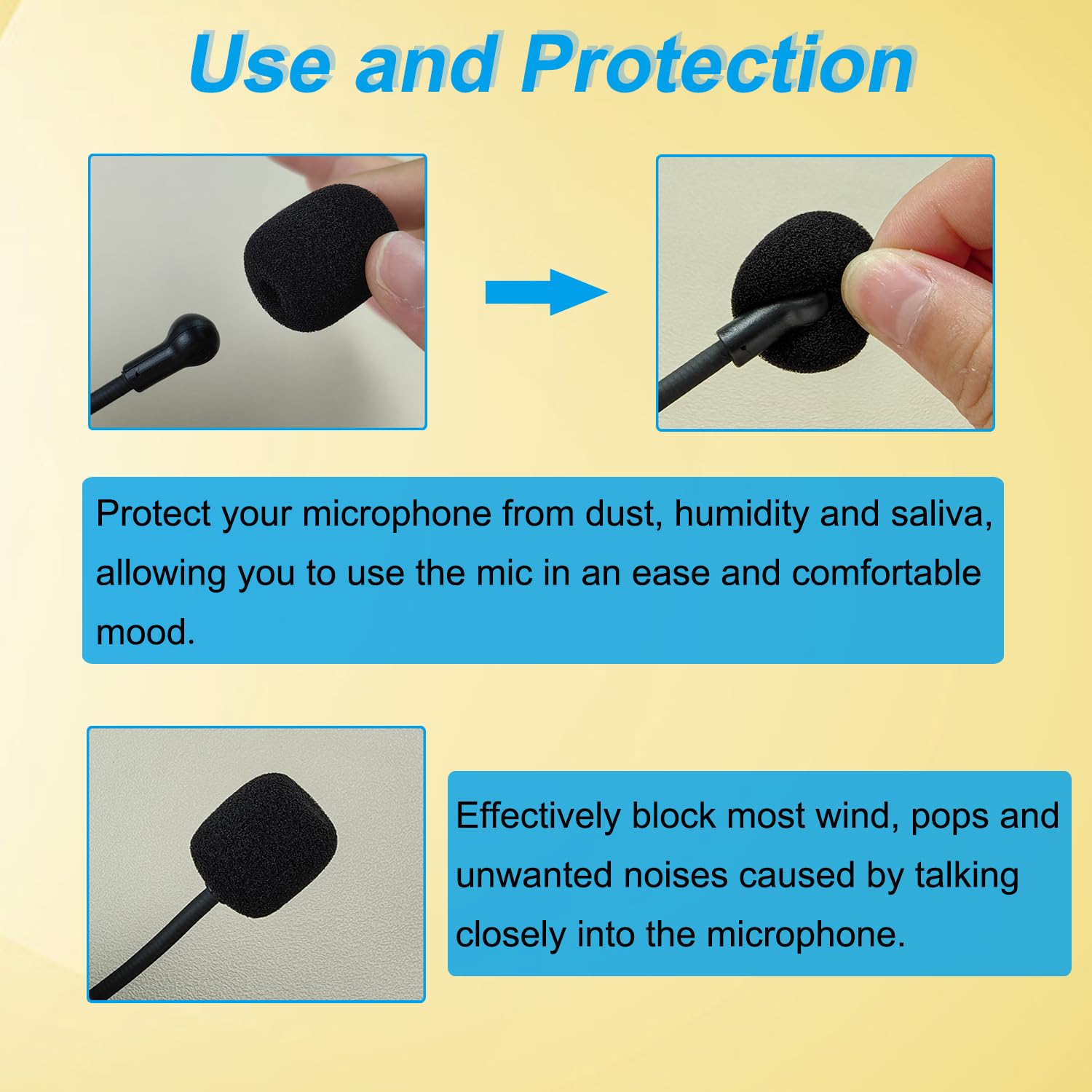 10 Pack Foam Microphone Windscreen Covers - Soft Replacement Mic Covers for Turtle Beach Recon 50, Razer BlackShark V2 X, BlueParrott B450-XT Gaming & Office Headsets with Gooseneck Mics - Reduce Wind Noise for Clearer Calls & Streaming