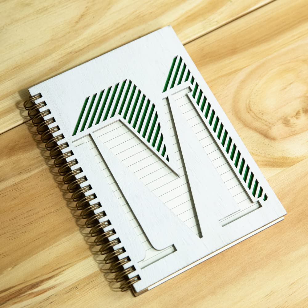 COLLECTIVE HOME - Personalized Monogram Notebook with Wood Cover, College Ruled Writing Journal - 100 Lined Pages for Daily Planning, Travel Diary & Note Taking - Perfect Graduation Gift for Men & Women | Ideal for Office, School & Creative Writing