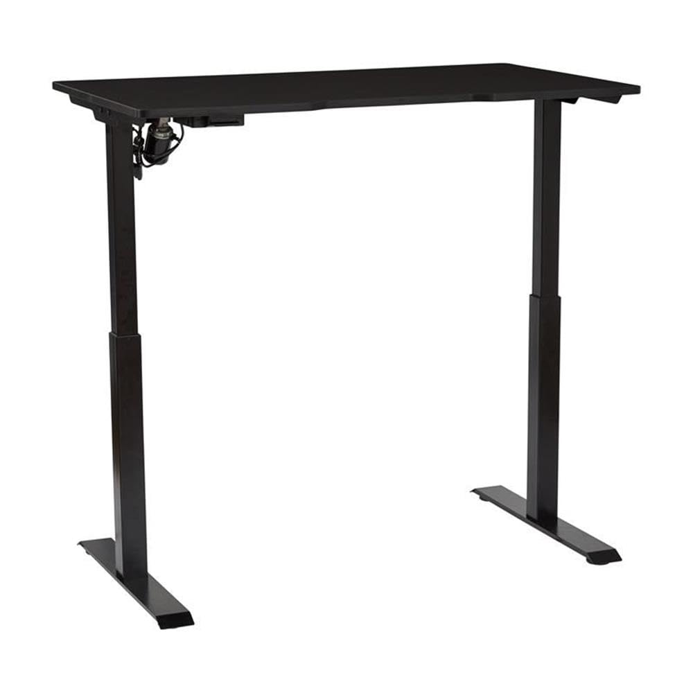 Pemberly Row Electric Height Adjustable Standing Desk - Black Eco Wood Finish - Ergonomic Home Office Desk for Work from Home & Gaming Setup
