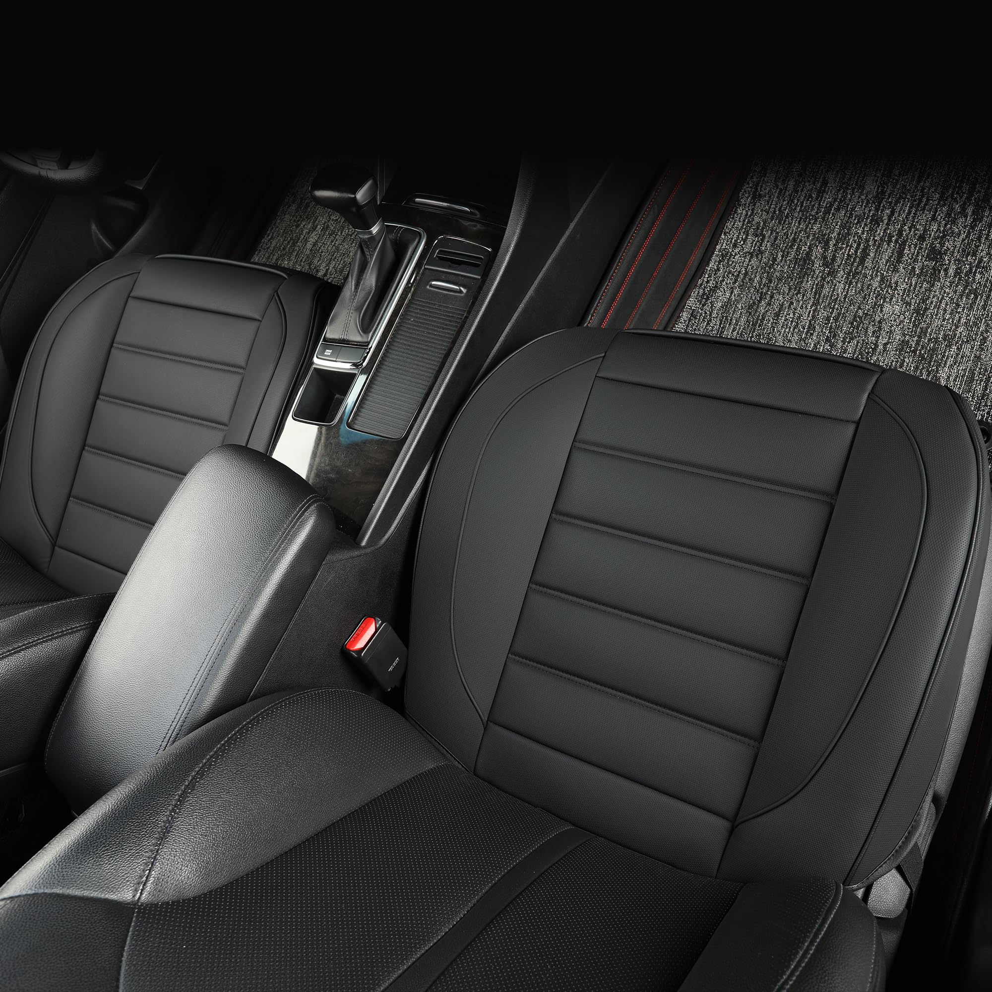 Premium 1-Pack Leather Front Car Seat Covers - Waterproof Luxury Seat Protectors for Sedans, Trucks & SUVs | Full Wrap Design with Bottom Seat Cover | Perfect for Commuting, Road Trips & Daily Protection (Black)