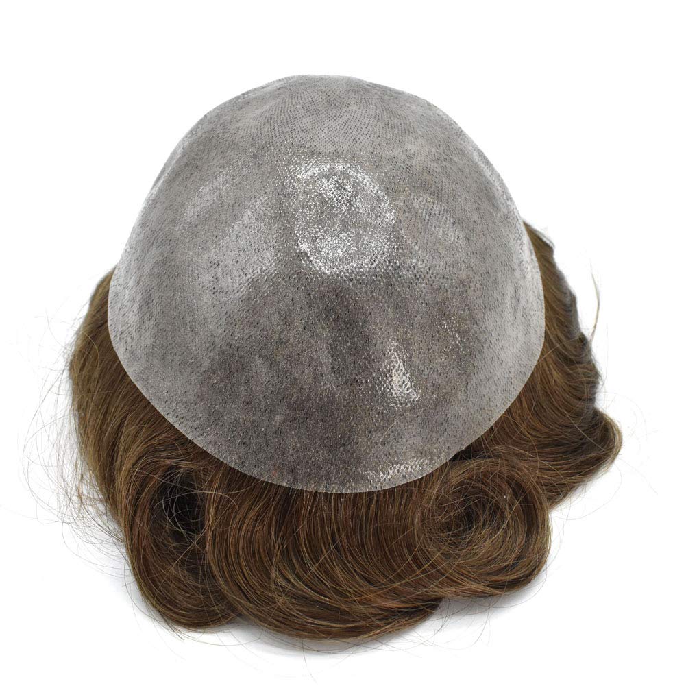 Premium Men's Toupee - 100% Human Hair System with Thin Skin Base - 6