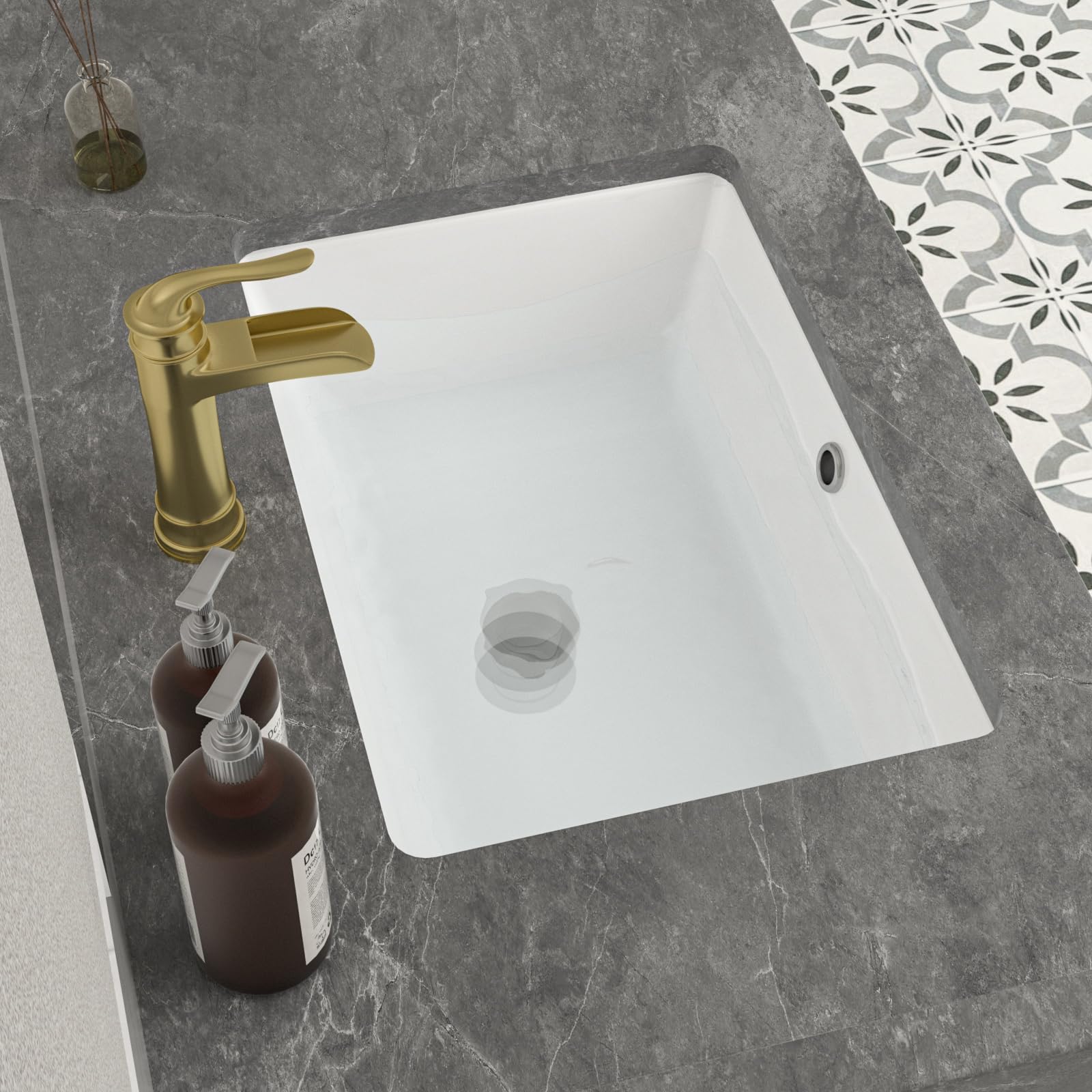 Mocoloo 22x16 Inch White Undermount Bathroom Sink - Rectangular Porcelain Ceramic Vanity Sink with Overflow Drain & Vertical Sides - Perfect for Modern Bathroom Renovations & Home Remodeling Projects