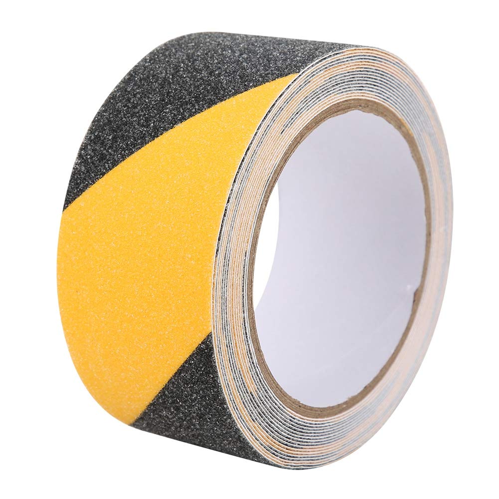 Non-Slip Safety Grip Tape - PVC Black & Yellow Anti-Slip Adhesive Tape for Stairs, Floors & Hazard Areas | High Friction Surface Grip for Home, Workplace & Industrial Safety