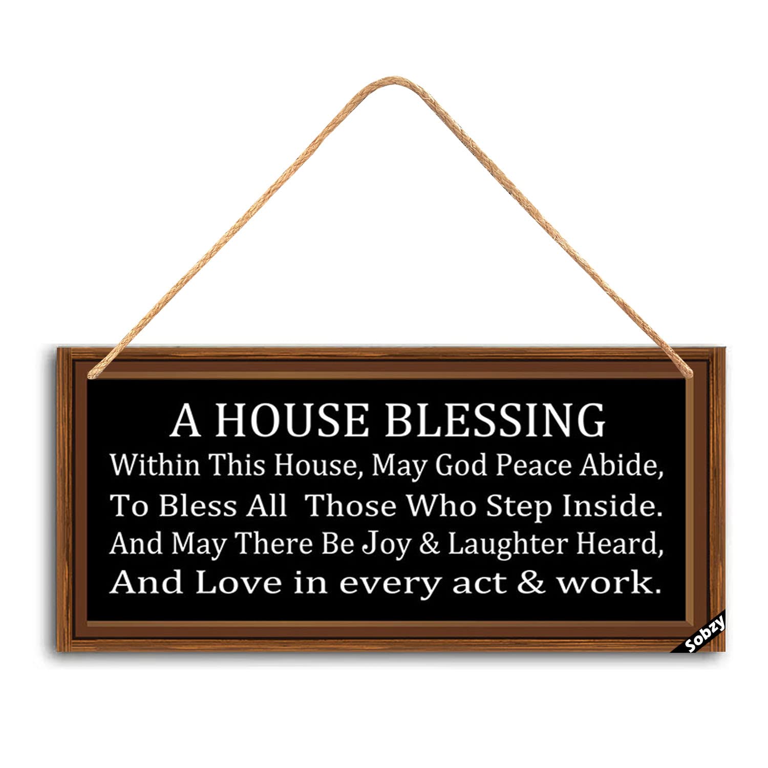 House Blessing Wooden Hanging Sign - Inspirational Home Decor Wall Art - 5.9x11.8 Inch Wood Plaque for Living Room, Bedroom & Entryway - Perfect for Housewarming Gifts & Christian Home Blessings