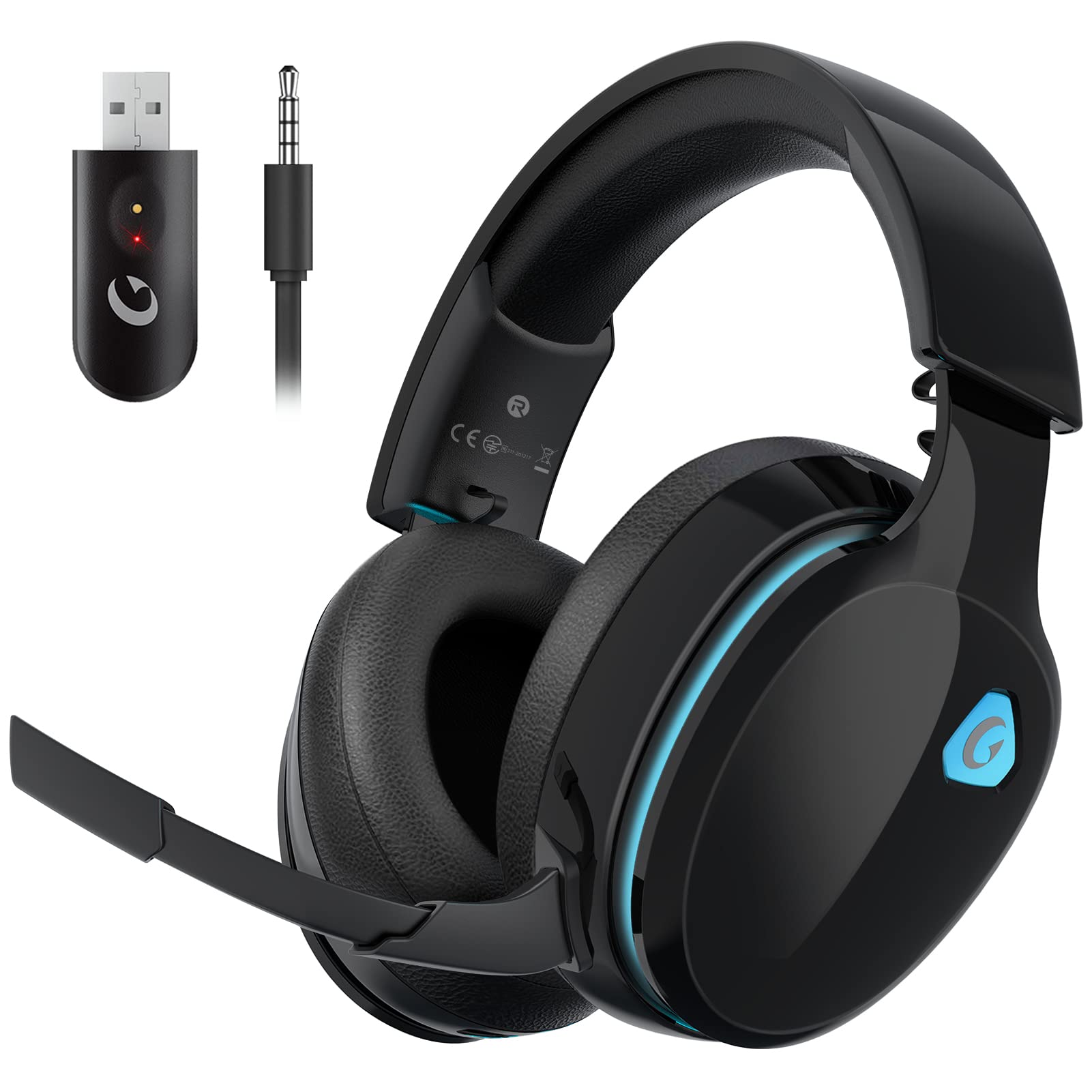 Gtheos 2.4GHz Wireless Gaming Headset for PS5, PS4, PC, Nintendo Switch - Bluetooth 5.3 Headphones with Noise Cancelling Mic, Stereo Sound & 40+ Hour Battery - Perfect for Fortnite, Call of Duty & FPS Gaming (Black)