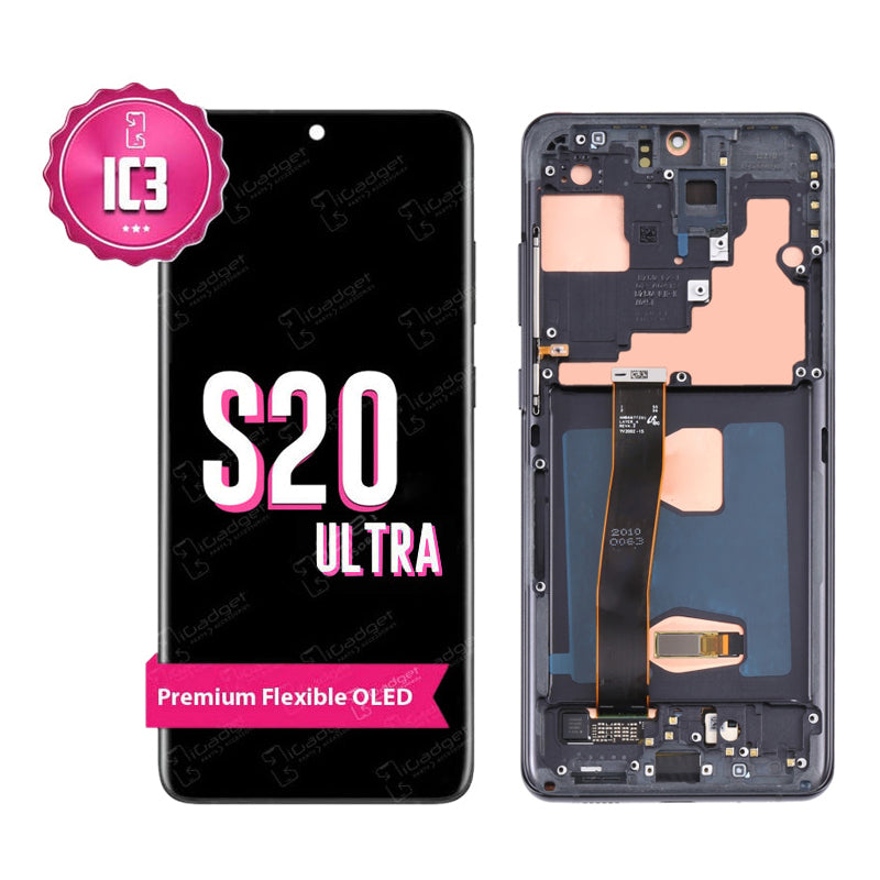 Samsung Galaxy S20 Ultra IC3 OLED Screen Replacement with Middle Frame - High-Quality Display Repair Kit for DIY Fixes at Home or Office