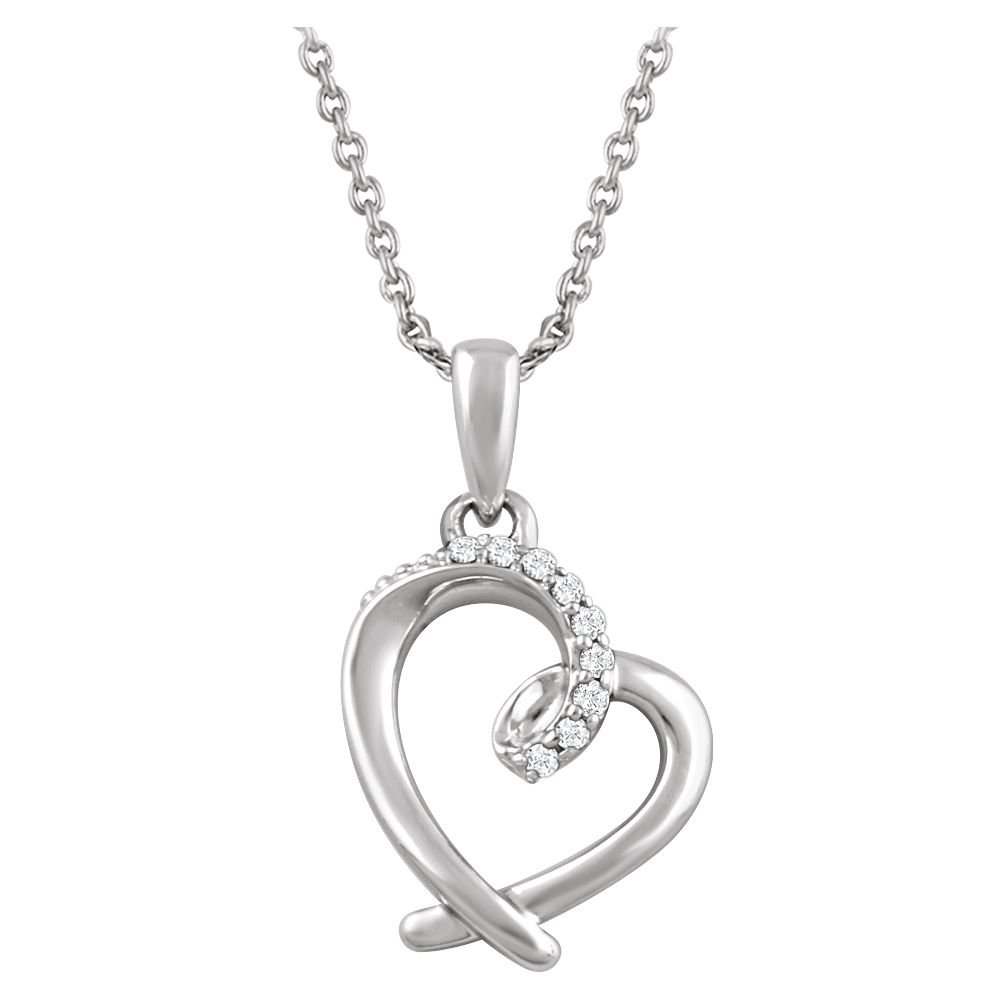 925 Sterling Silver Diamond Heart Necklace for Women - 0.05 Dwt Genuine Love Pendant Jewelry Gift for Her | Perfect for Anniversary, Valentine's Day & Romantic Occasions