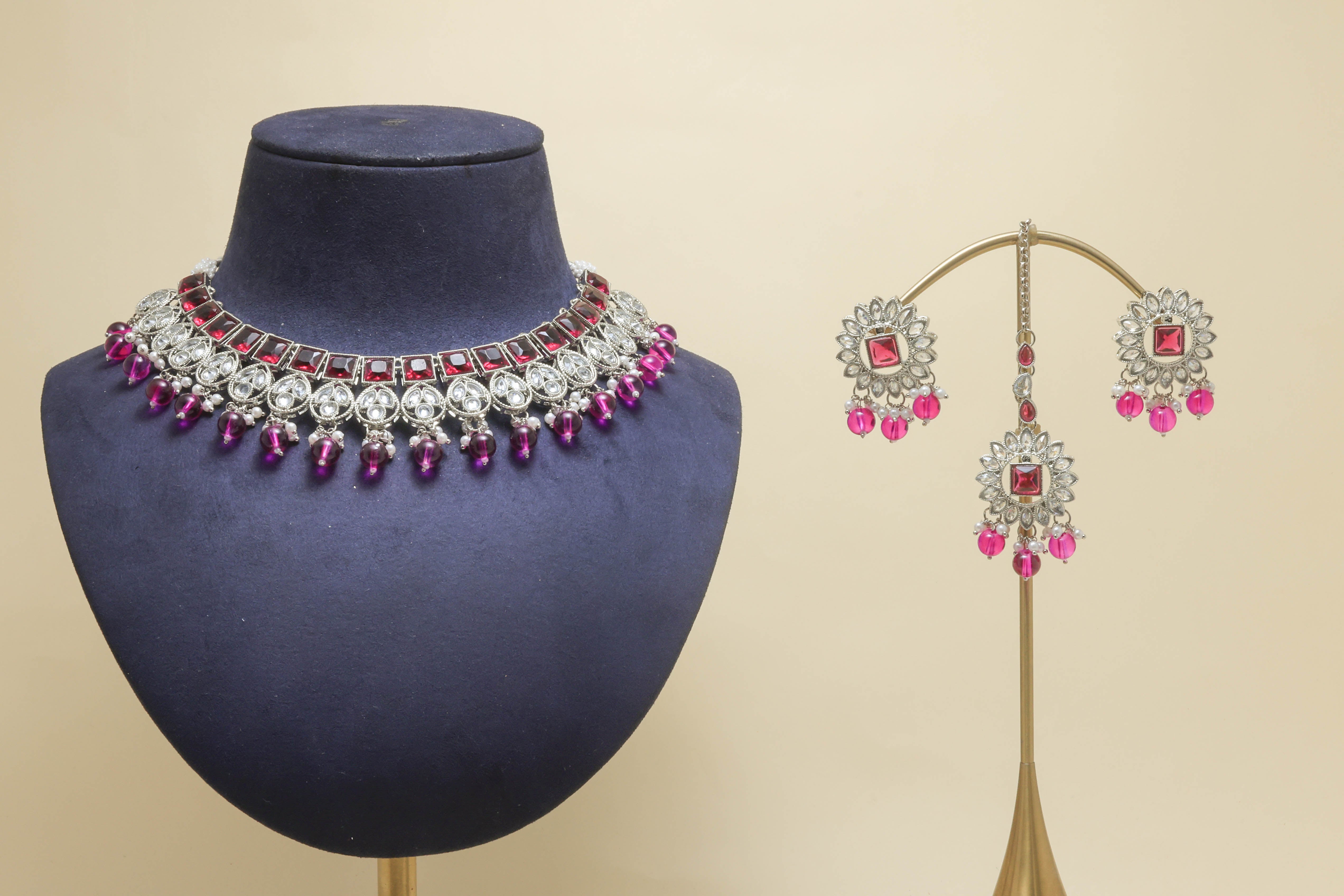 VANITA Polki Full Set Jewelry - Exquisite Indian Bridal Necklace Set with Earrings for Weddings, Parties & Special Occasions