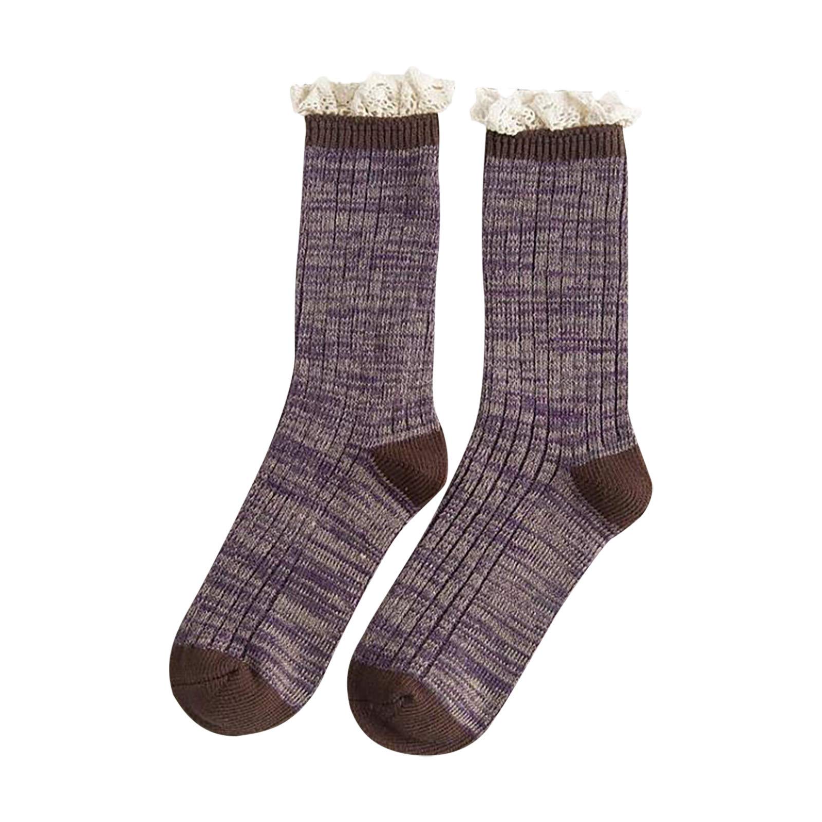 Warm Winter Socks for Women - Cozy Lace Stockings with Mori Style, Perfect Housewarming Gifts for New Home | Ideal for Christmas, Indoor Wear and Casual Outfits