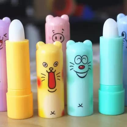 6 Pack Fruit Flavored Color Changing Lip Balm Set - Fun Cartoon Shaped Moisturizing Lip Care for Kids & Teens - Perfect for School, Parties & Gifts