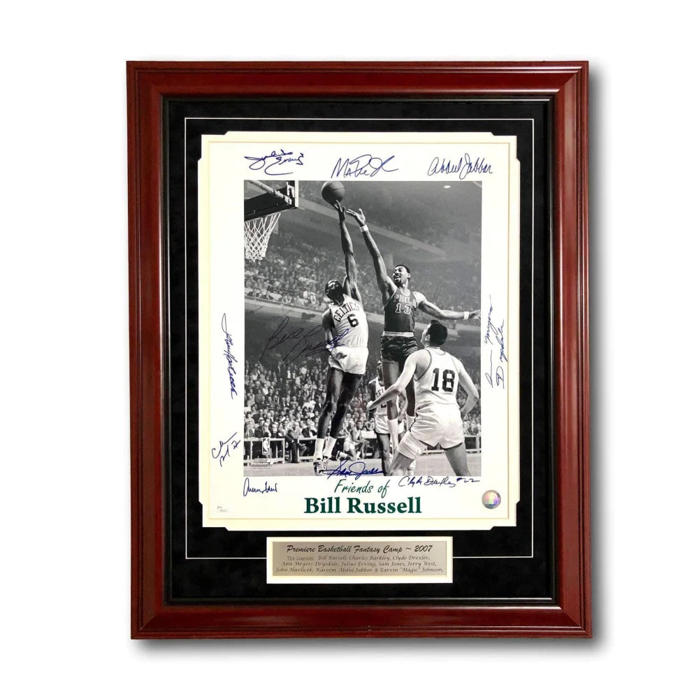 NBA 50 Greatest Players Autographed 16x20 Photo Frame - JSA Certified with Russell, Erving, Barkley, Jabbar +6 Legends - Perfect for Sports Memorabilia Collection & Man Cave Decor