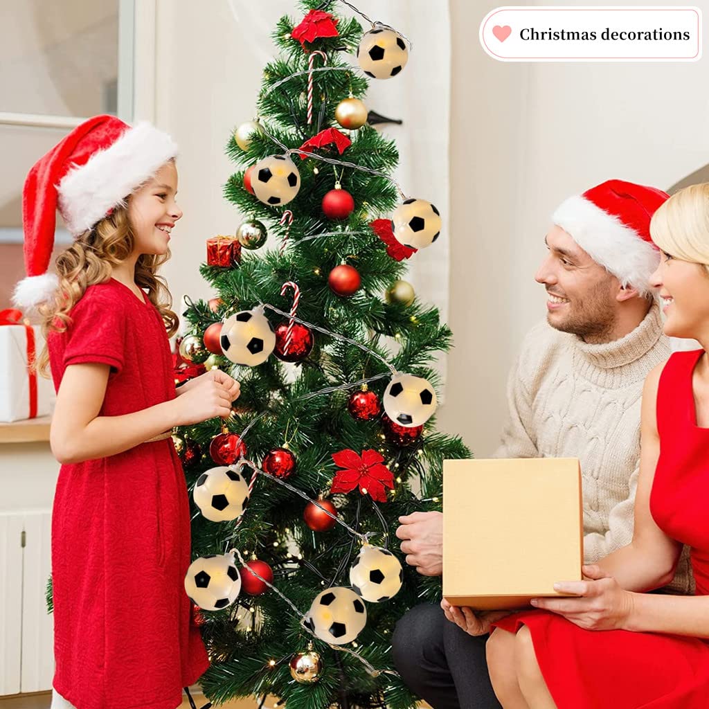 Soccer Ball String Lights - 10 LED Battery Fairy Lights for Kids' Room Decor | Birthday Christmas Party Gift