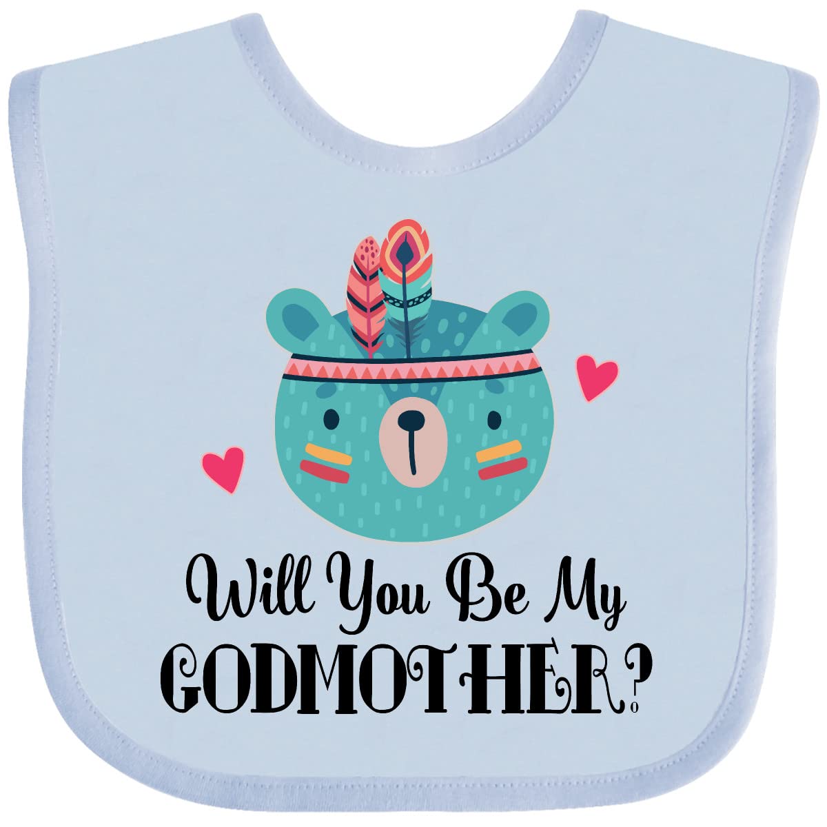 Inktastic Godmother Proposal Baby Bear Baby Bib - Cute & Soft Cotton Bib for Infants & Toddlers - Perfect for Feeding, Mealtime, and Special Occasions