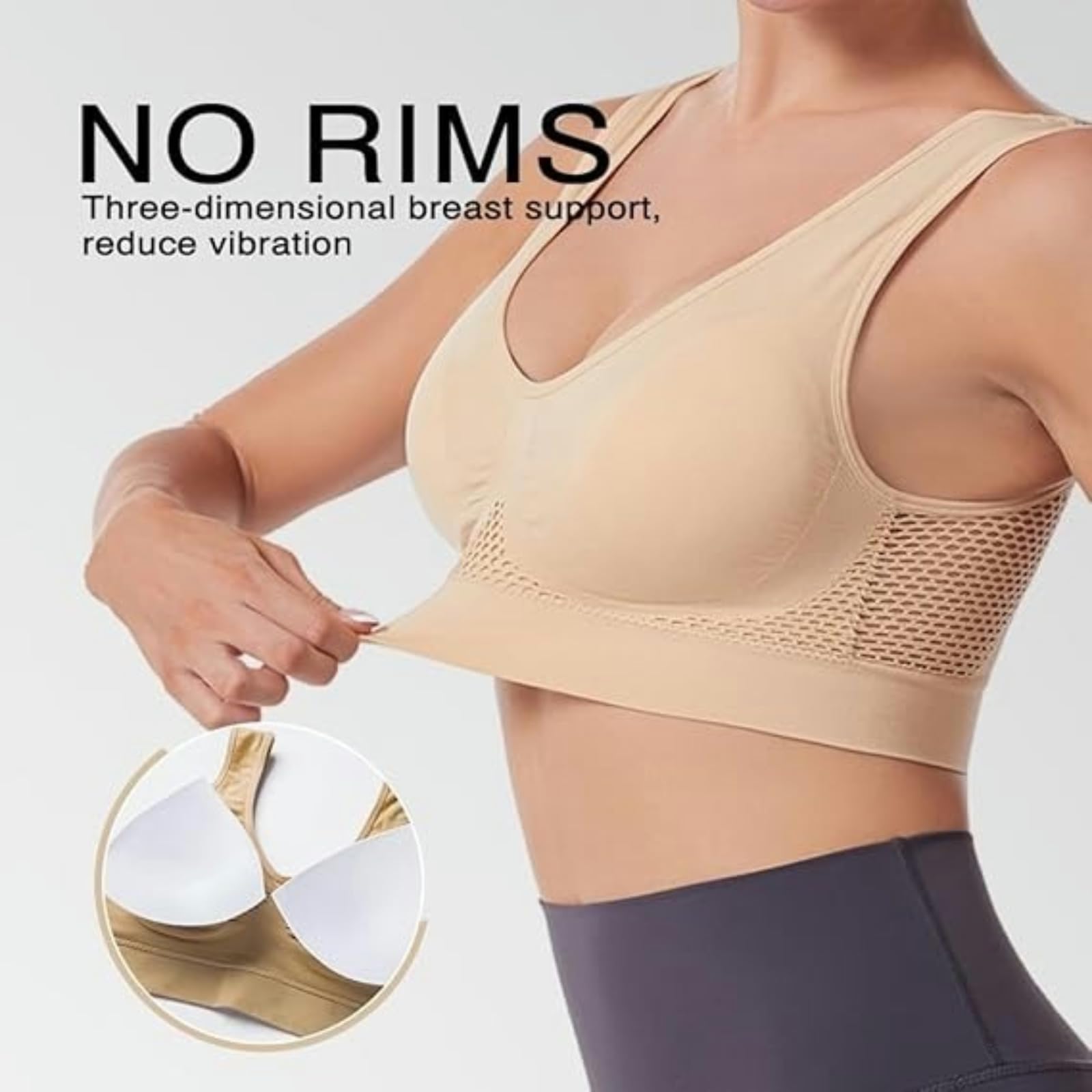 Wirefree High Impact Sports Bras for Women - Large Bust Support for Running & Workouts