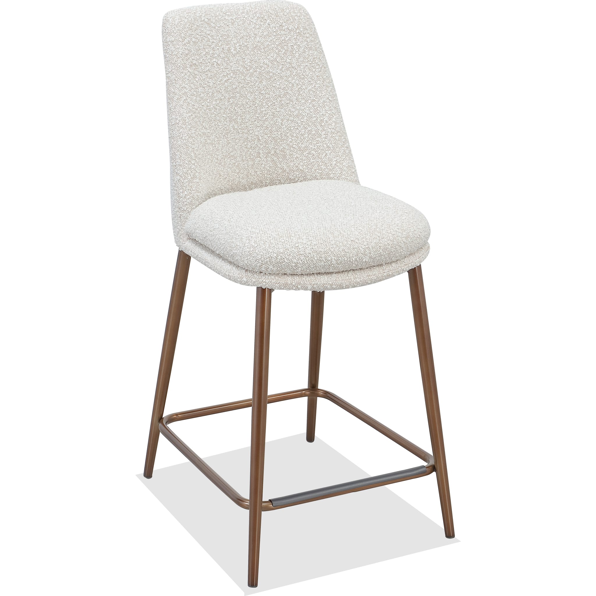 Wyatt Upholstered Counter Stool - Cream Boucle Fabric & Bronze Metal Frame - Modern Kitchen Island Bar Stools for Dining & Breakfast Nook