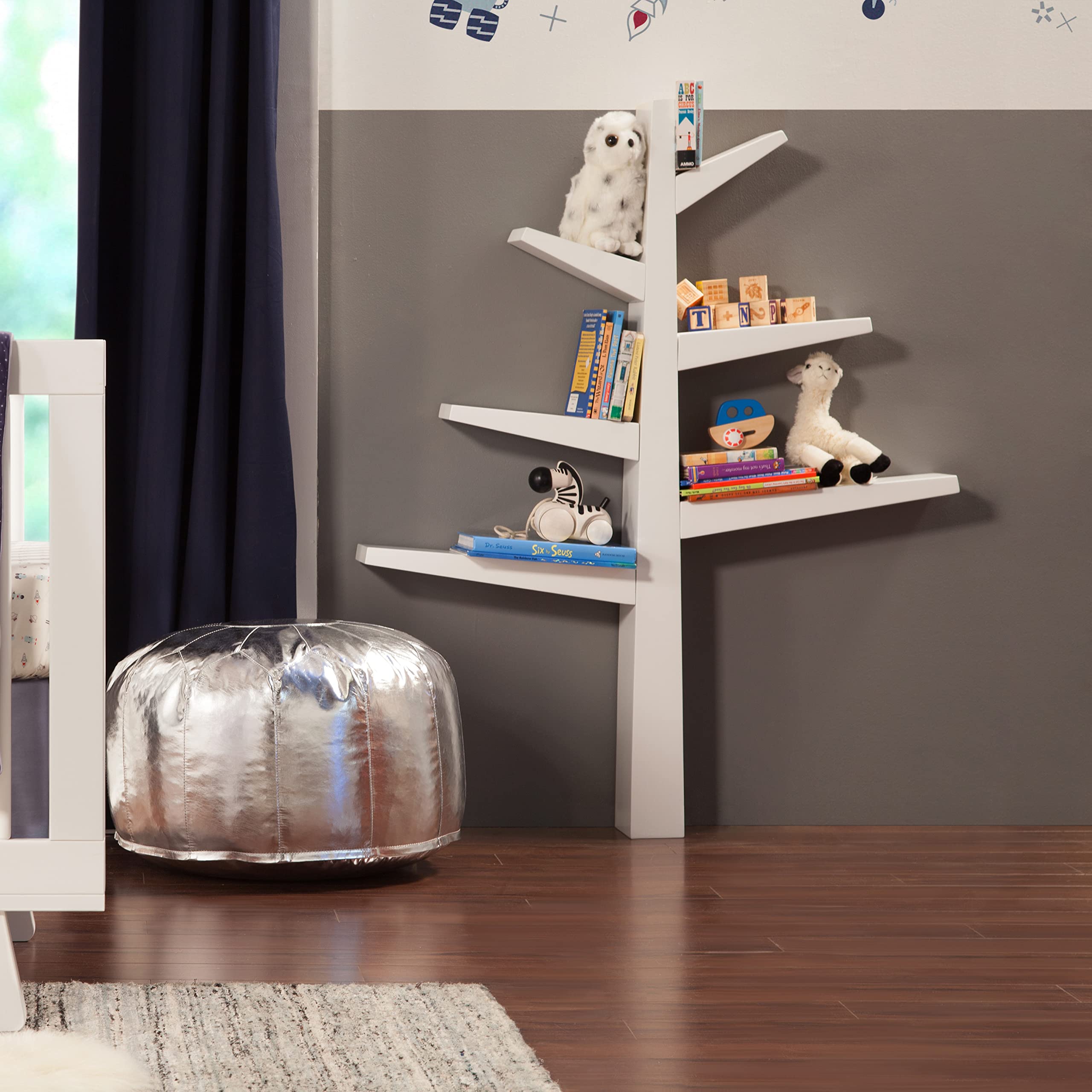 Babyletto Spruce Tree Bookcase - White Nursery Bookshelf for Kids Room, Baby Books Storage & Playroom Organization