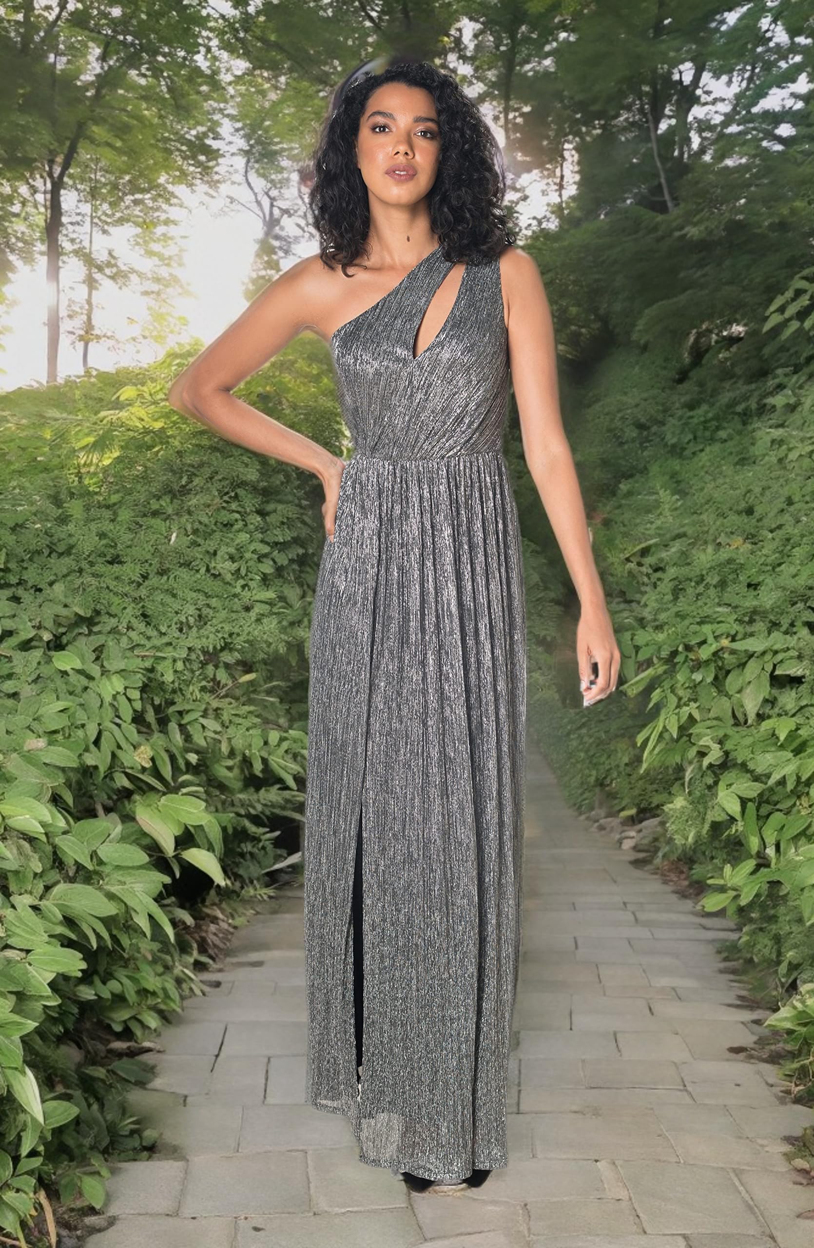 Dress the Population Women's Kienna Fit and Flare Floor Length Formal Dress for Weddings, Prom & Evening Events - Elegant Long Gown with Flattering Silhouette