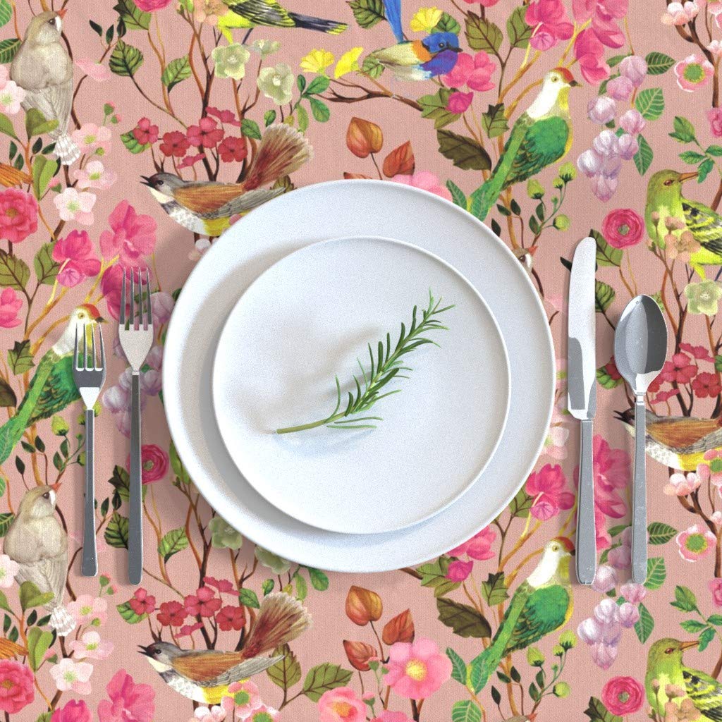 Custom Chinoiserie Rose Pink Floral Botanical Victorian Tablecloth - 70