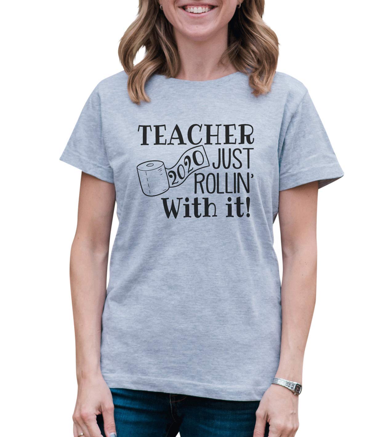 7 Ate 9 Apparel Women's Funny Quarantine Teacher Grey T-Shirt - Humorous Novelty Graphic Tee for Teachers, Educators & School Staff - Perfect for Classrooms, Online Teaching & Casual Wear