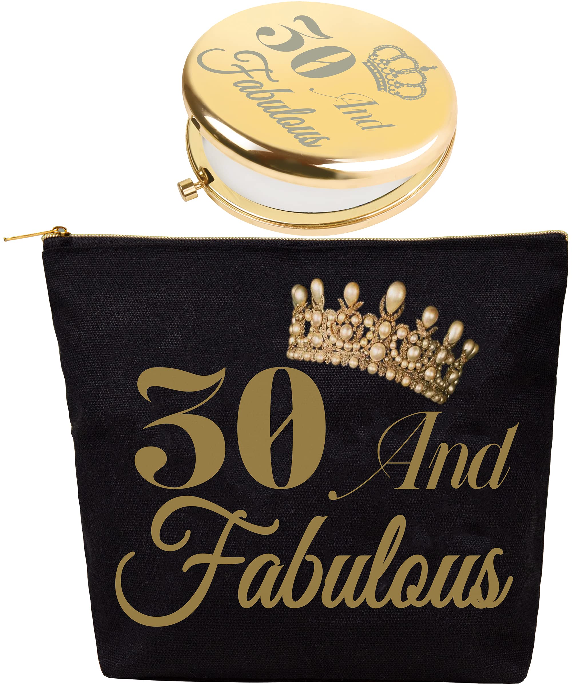 VeryMerryMakering 30th Birthday Cosmetic Case with Mirror - Gold Makeup Bag for Travel & Gifts - Perfect for Bridal Shower, Bachelorette Party & Birthday Celebrations