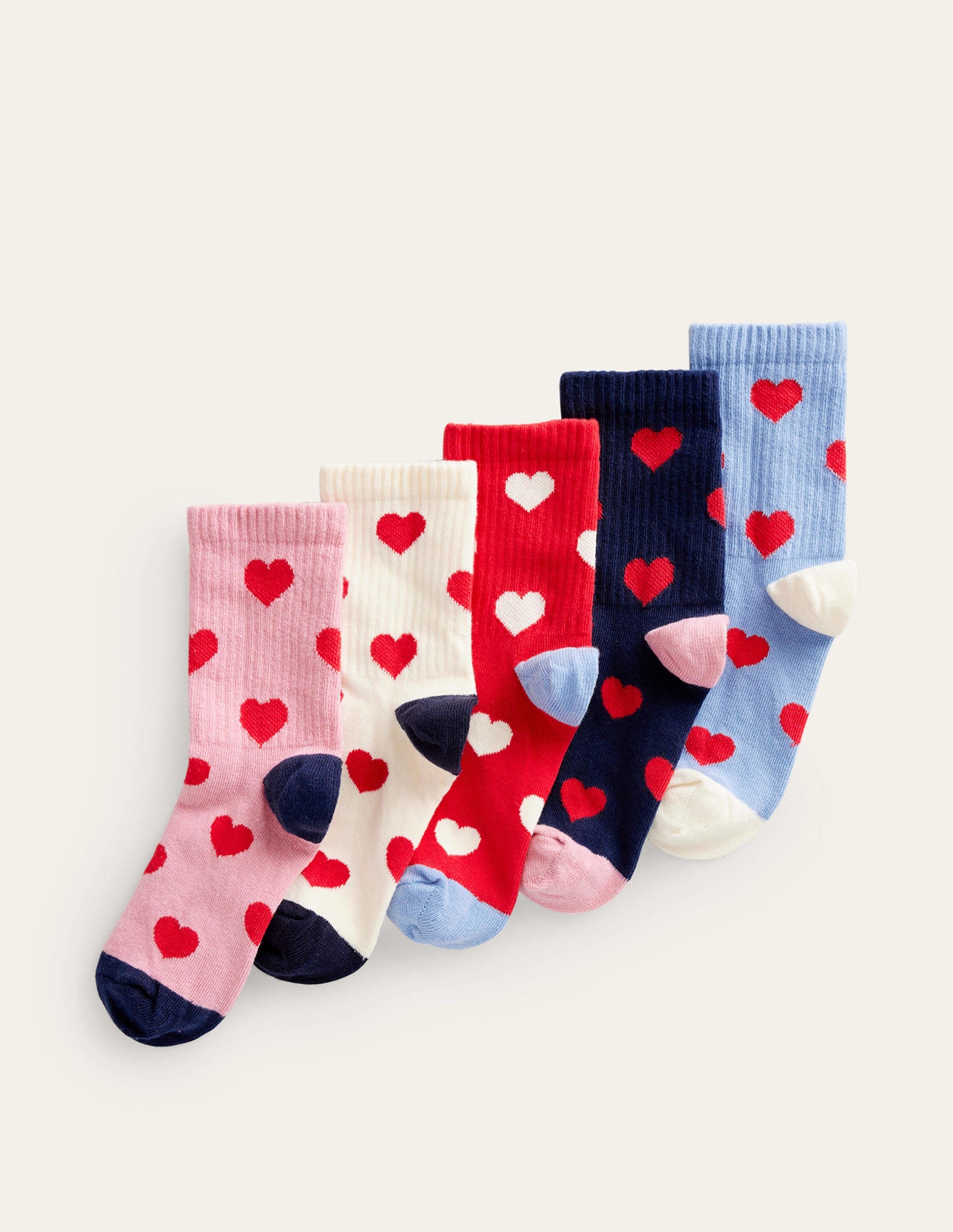 5 Pack Ribbed Socks with Multi Hearts Design - Comfortable & Stylish Women's Ankle Socks for Everyday Wear, Workout & Casual Outfits