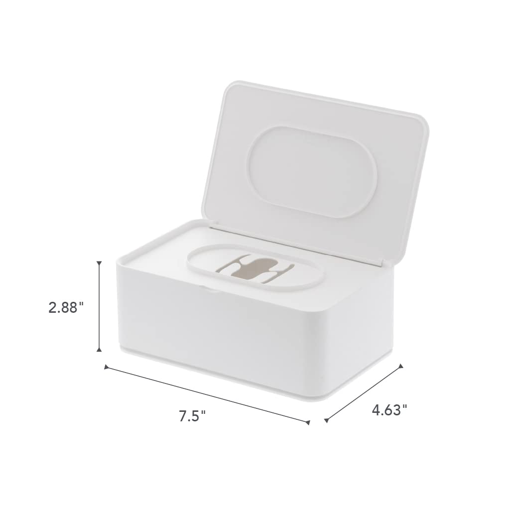 YAMAZAKI Home Wet Wipe Dispenser Storage Box - Plastic Tissue Case Container for Baby Wipes, Kitchen & Bathroom - White, One Size (Perfect for Nursery, Diaper Changing & Household Cleaning)