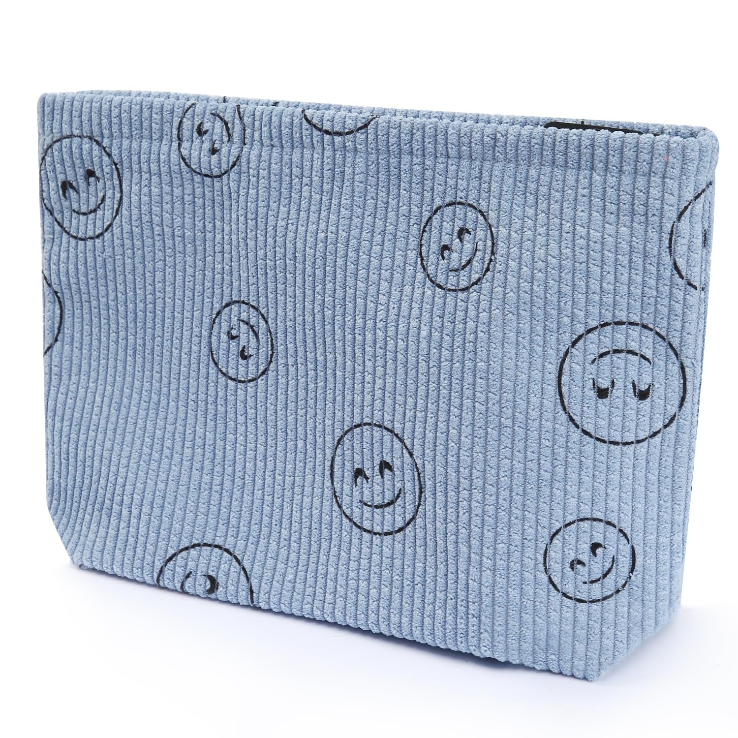 Preppy Cute Corduroy Cosmetic Bag for Women | Travel Makeup & Toiletry Organizer | Waterproof & Durable | Perfect for Gym, Vacation & Daily Use (Blue)