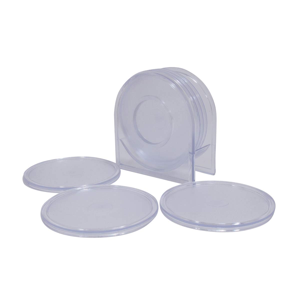 Liza Designer Round Coasters Set of 6 with Holder - Absorbent Cork Table Protectors for Coffee Mugs, Tea Cups, Beer Cans & Water Glasses (A91TC02W) - Perfect for Home Bars, Office Desks & Dining Tables